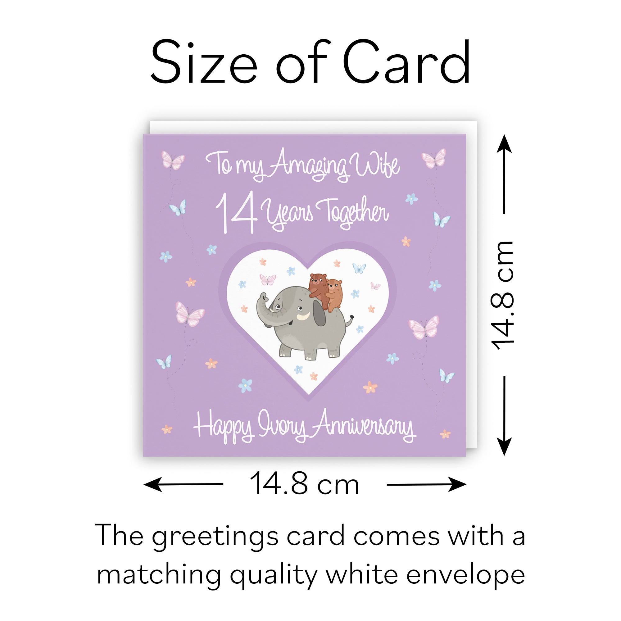 14th Wife Anniversary Card Ivory Romantic Meadows