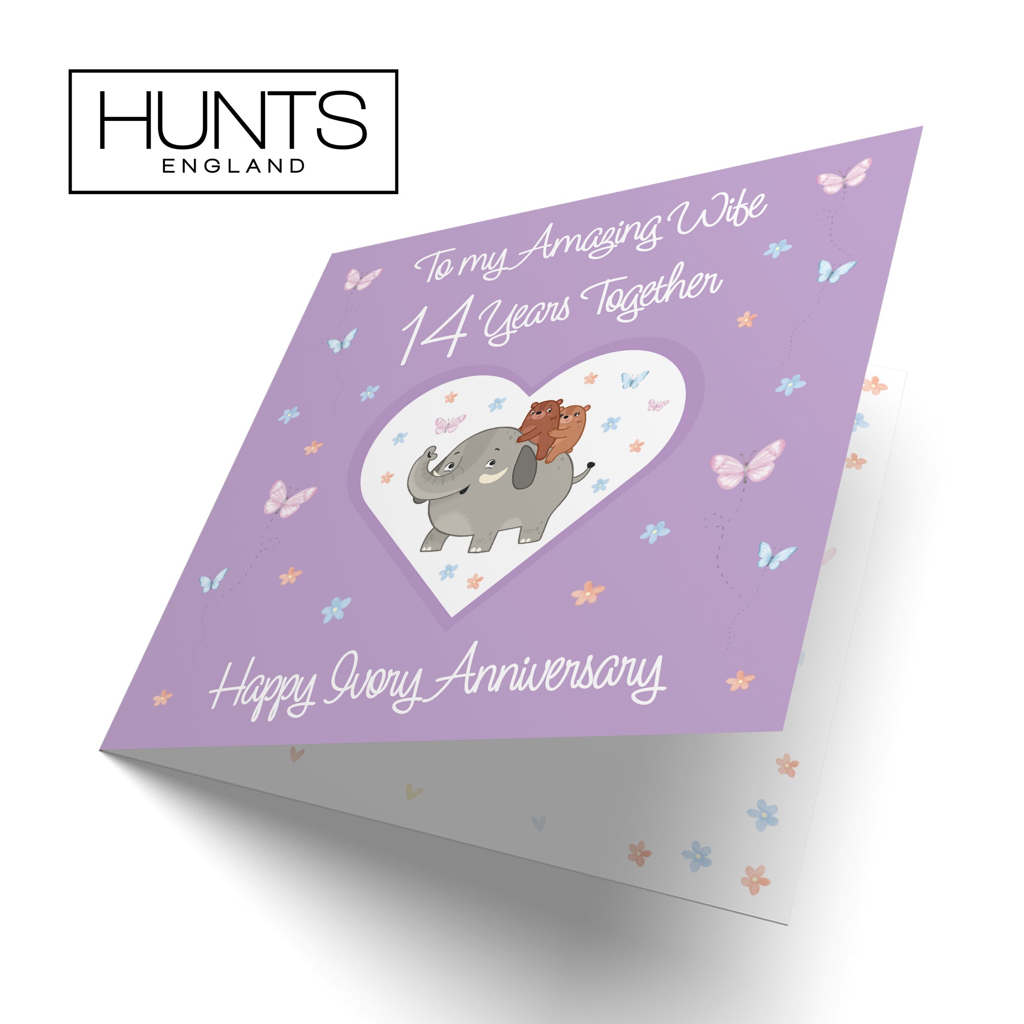 14th Wife Anniversary Card Ivory Romantic Meadows