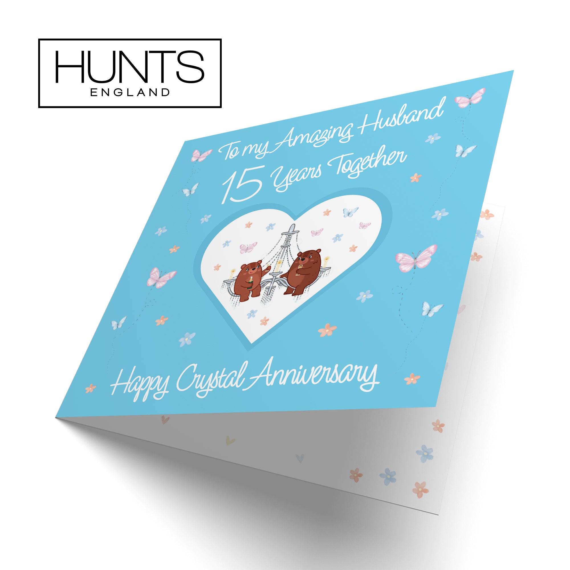 15th Husband Anniversary Card Crystal Romantic Meadows