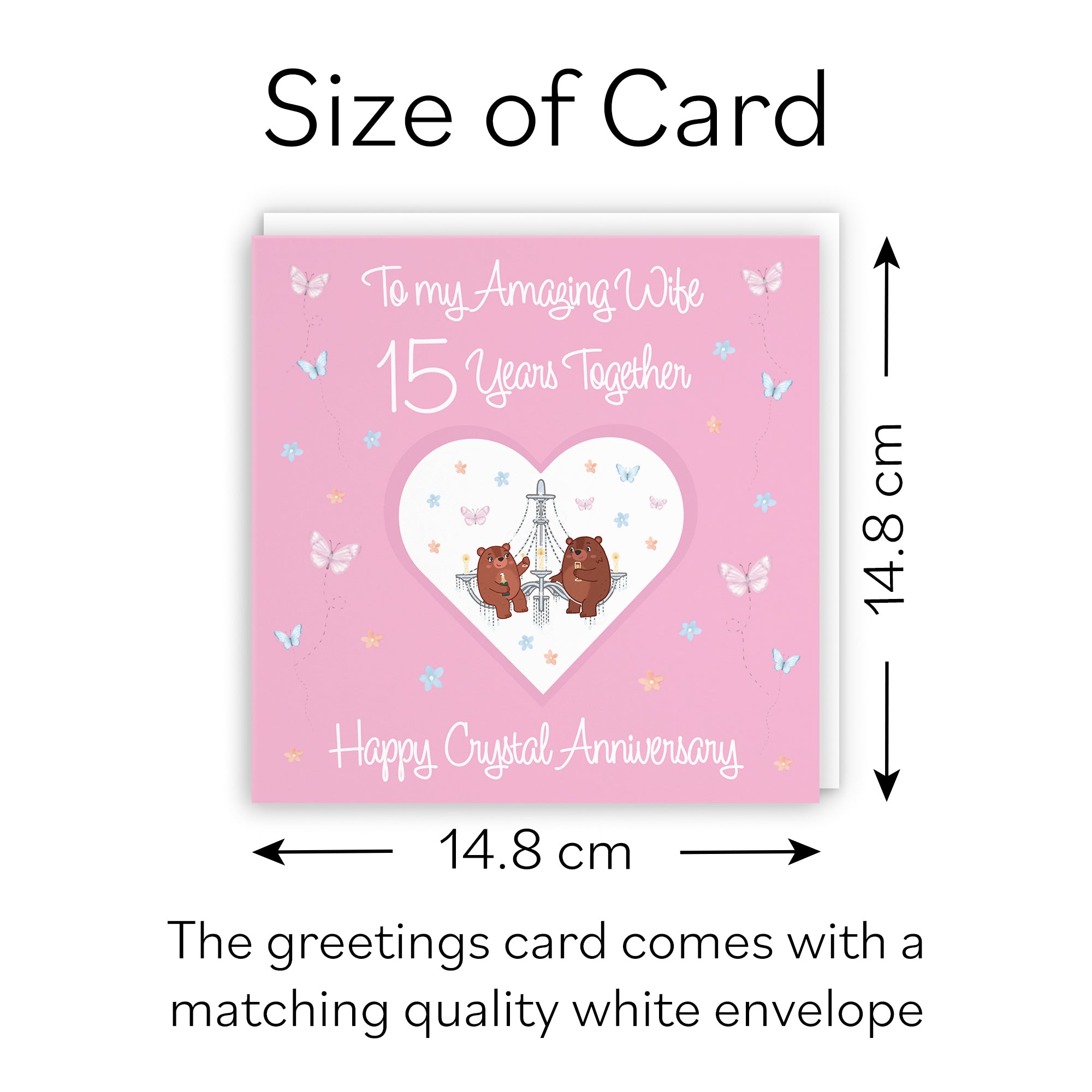 15th Wife Anniversary Card Crystal Romantic Meadows