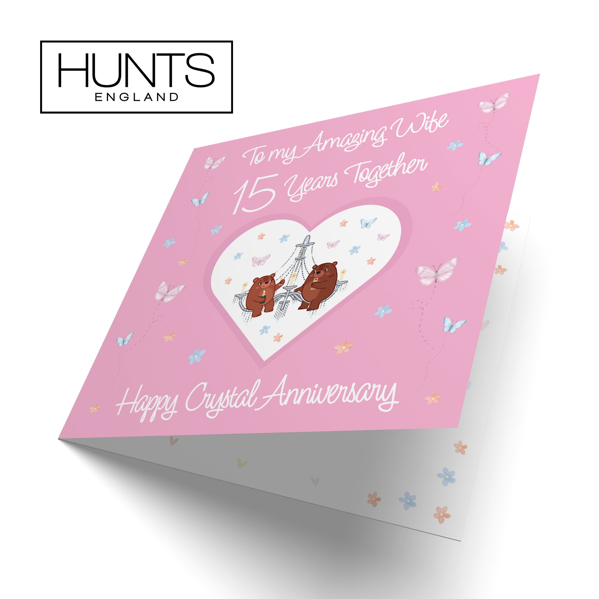 15th Wife Anniversary Card Crystal Romantic Meadows