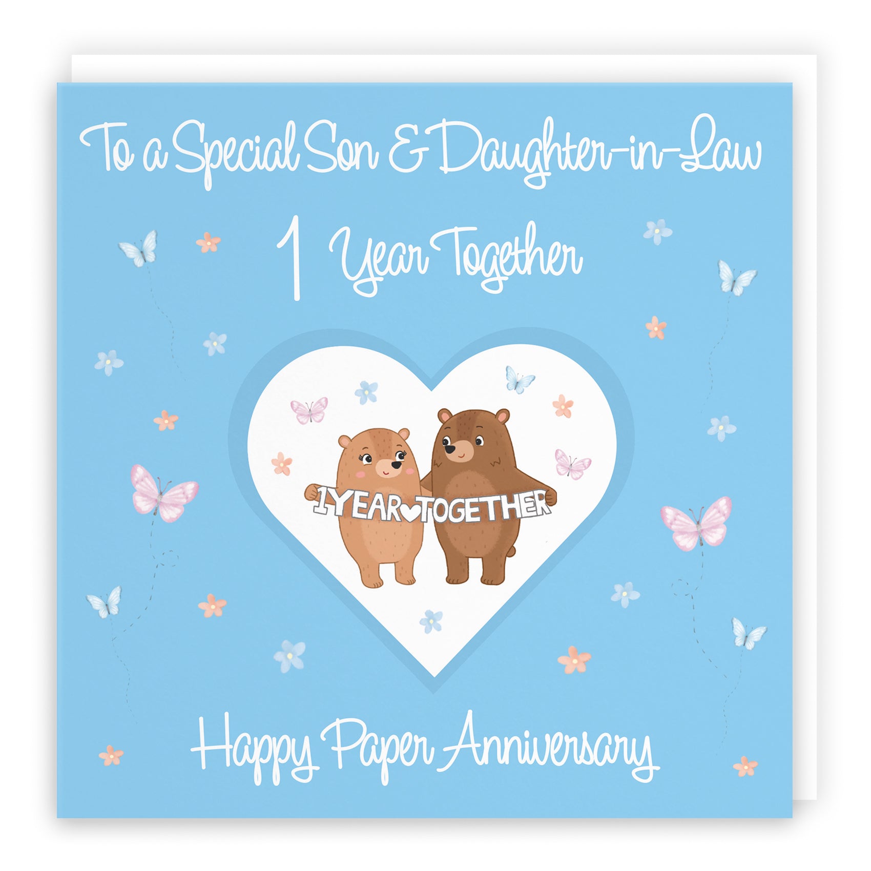 Son & Daughter-in-Law 1st Anniversary Card Romantic Meadows – Hunts England