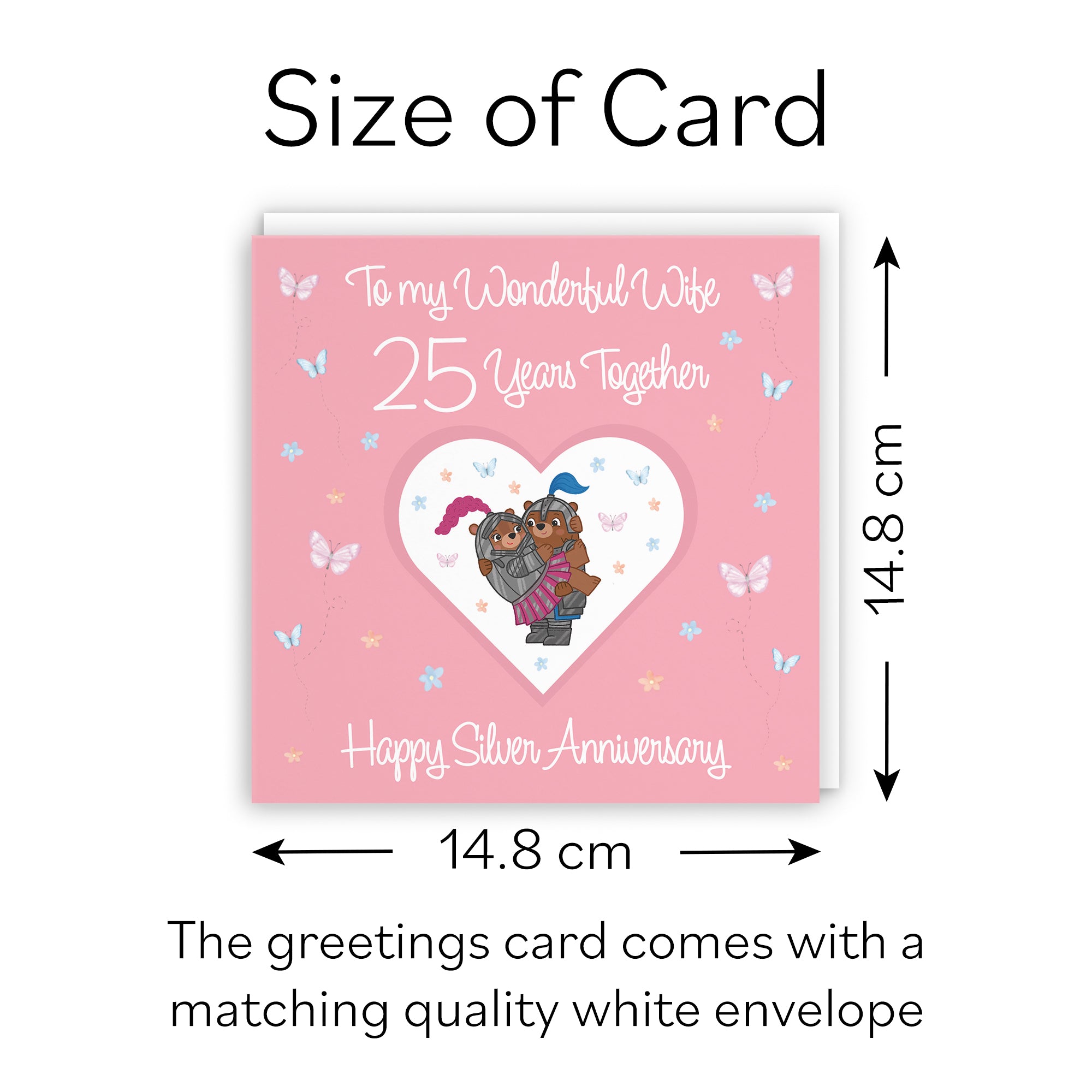 25th Wife Anniversary Card Silver Romantic Meadows