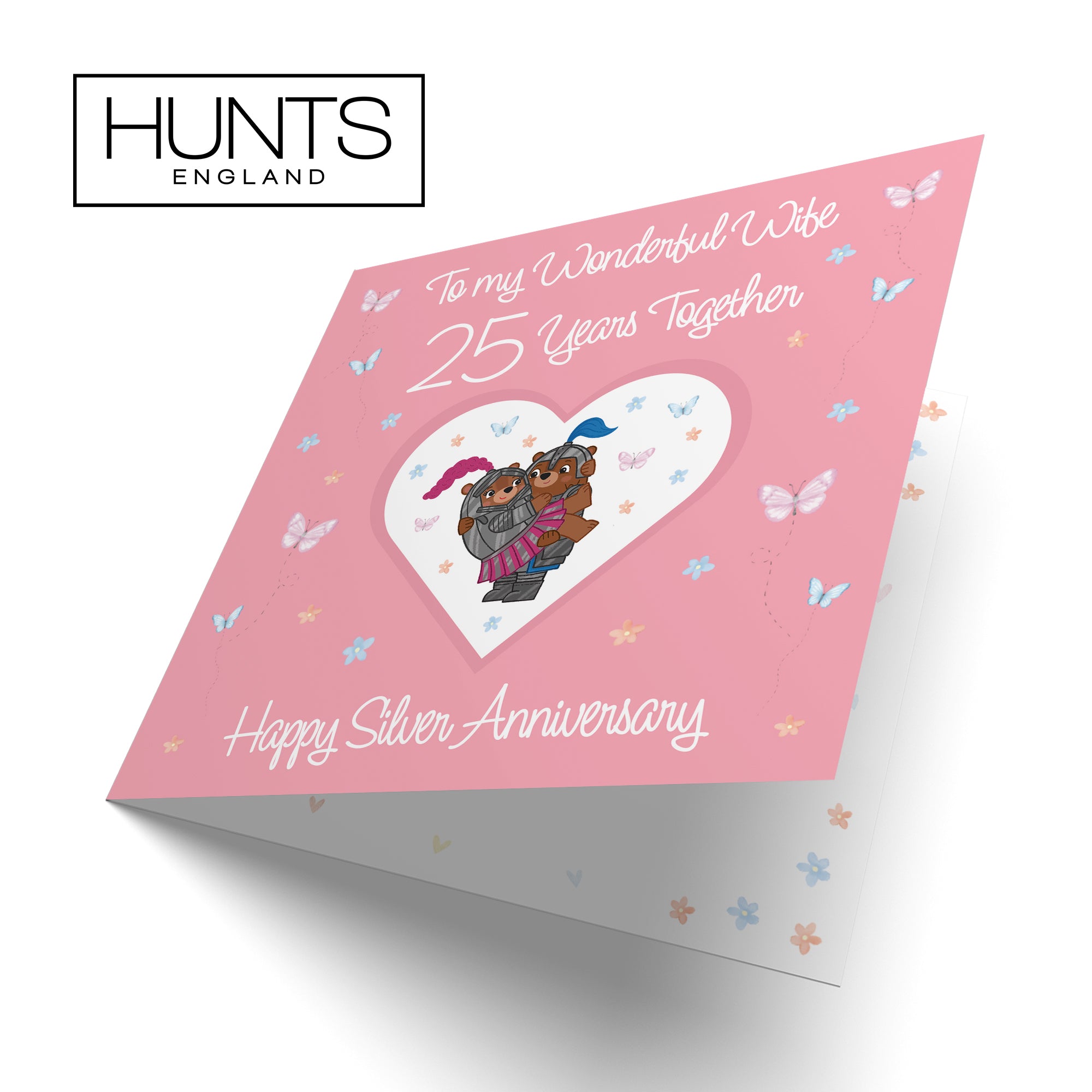 25th Wife Anniversary Card Silver Romantic Meadows