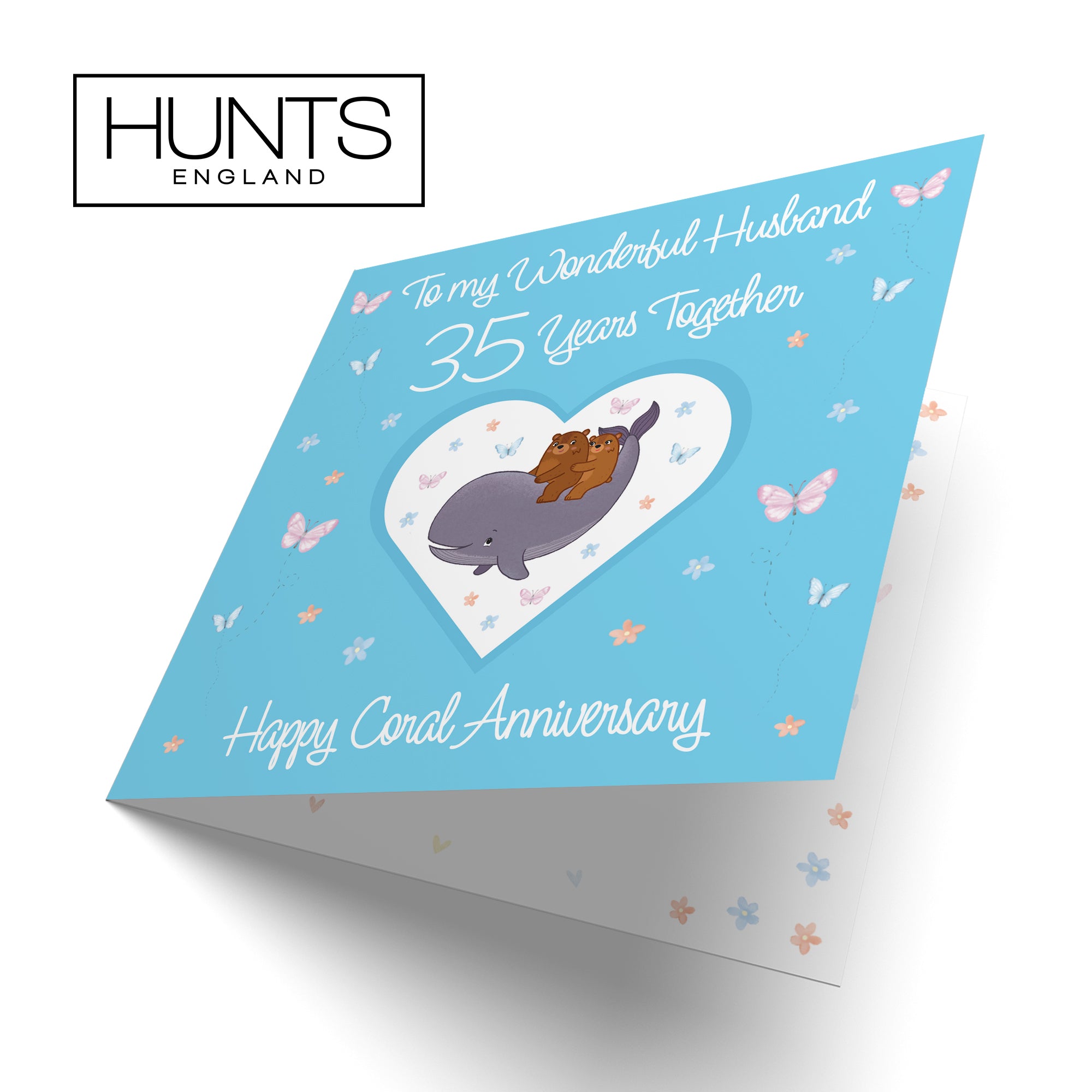 35th Husband Anniversary Card Coral Romantic Meadows