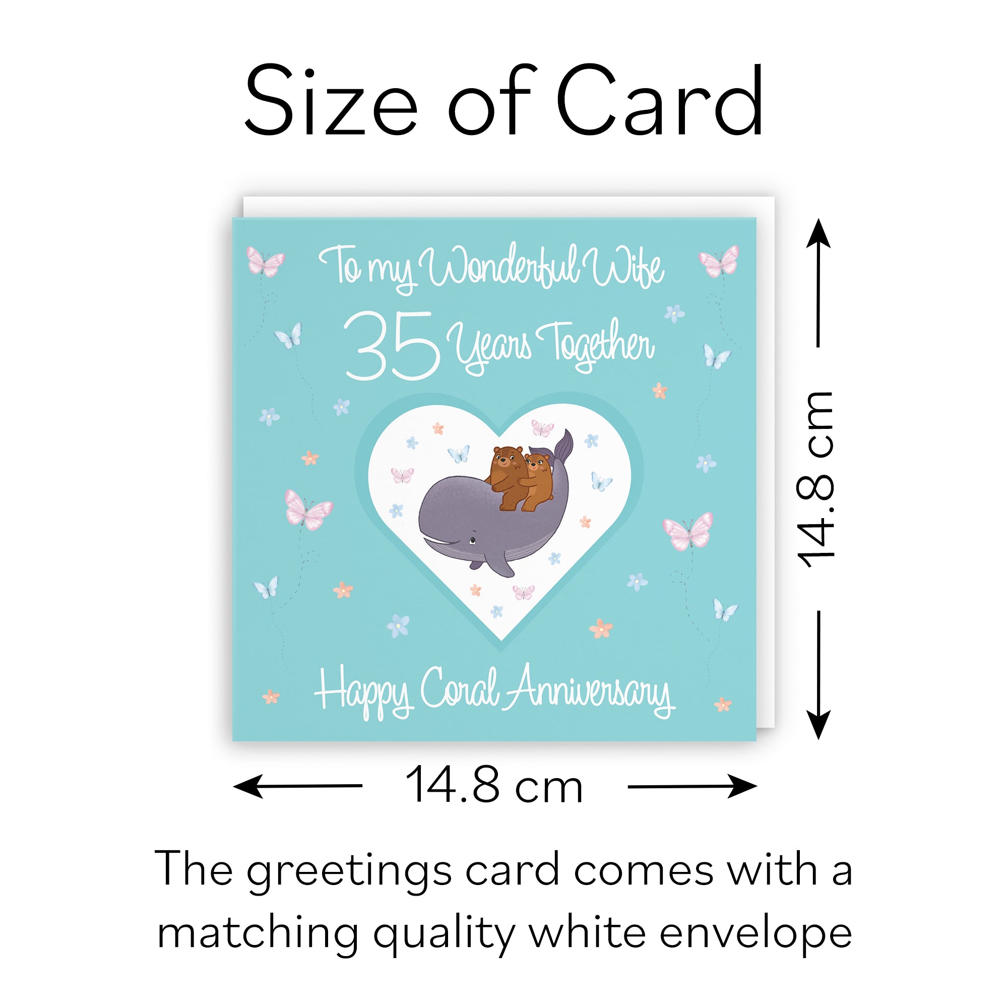 35th Wife Anniversary Card Coral Romantic Meadows