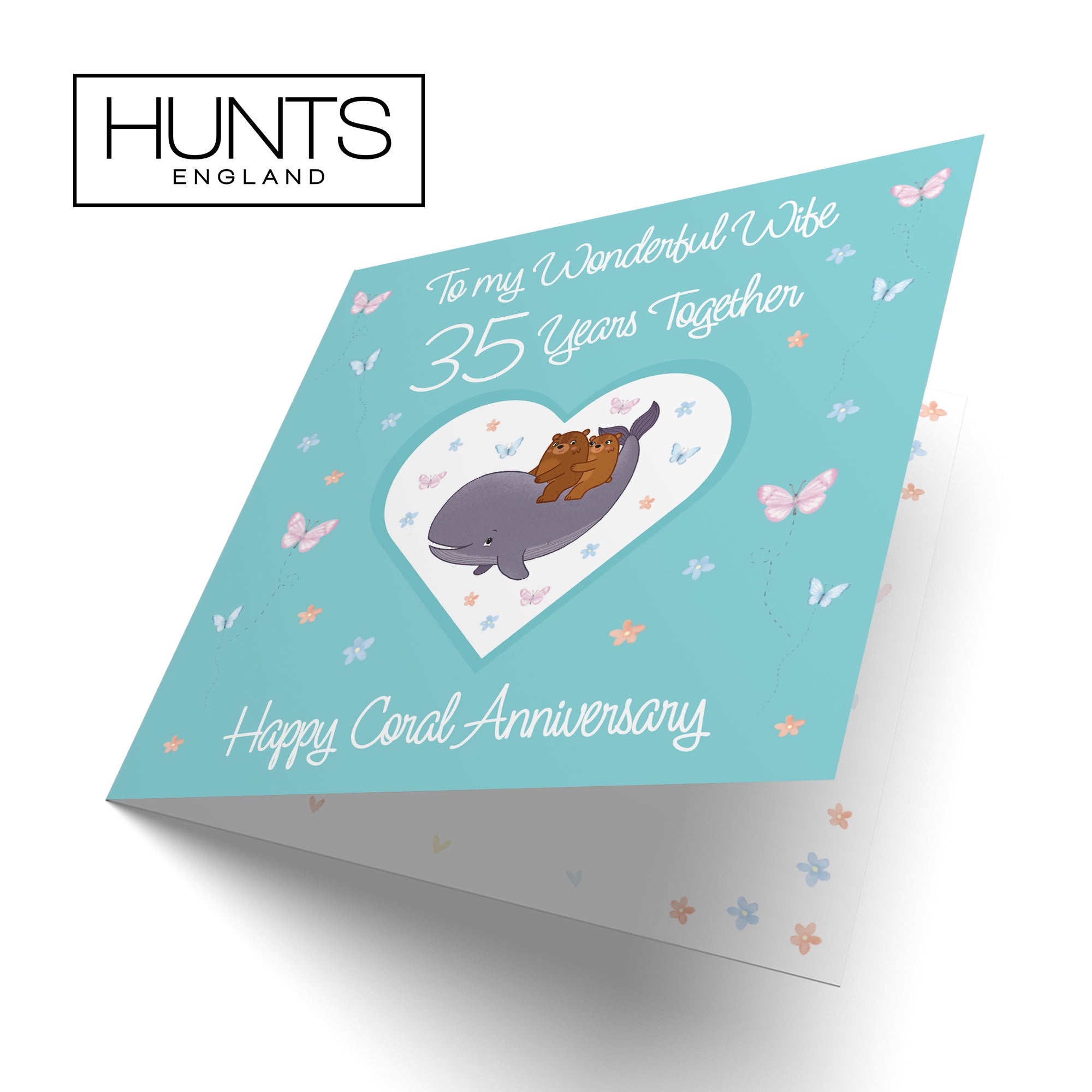 35th Wife Anniversary Card Coral Romantic Meadows