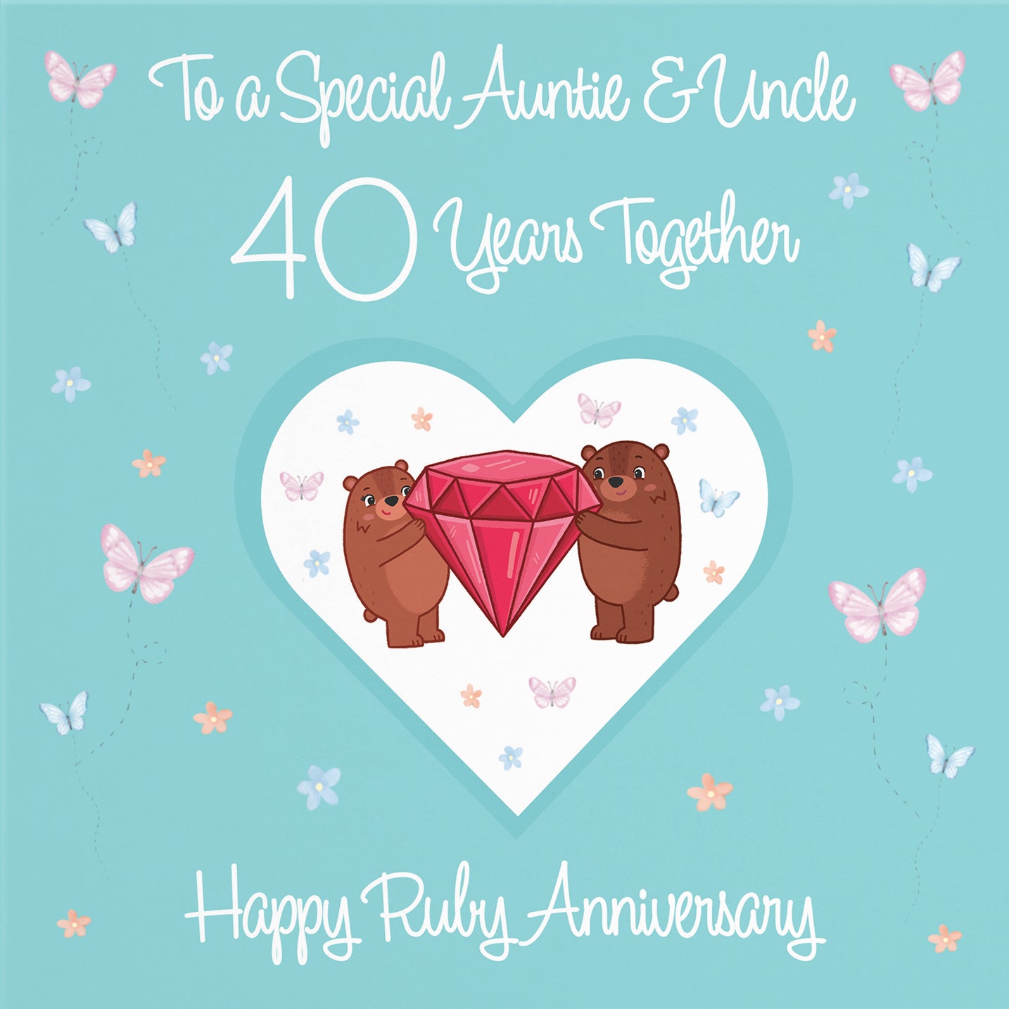 40th Auntie & Uncle Anniversary Card Romantic Meadows