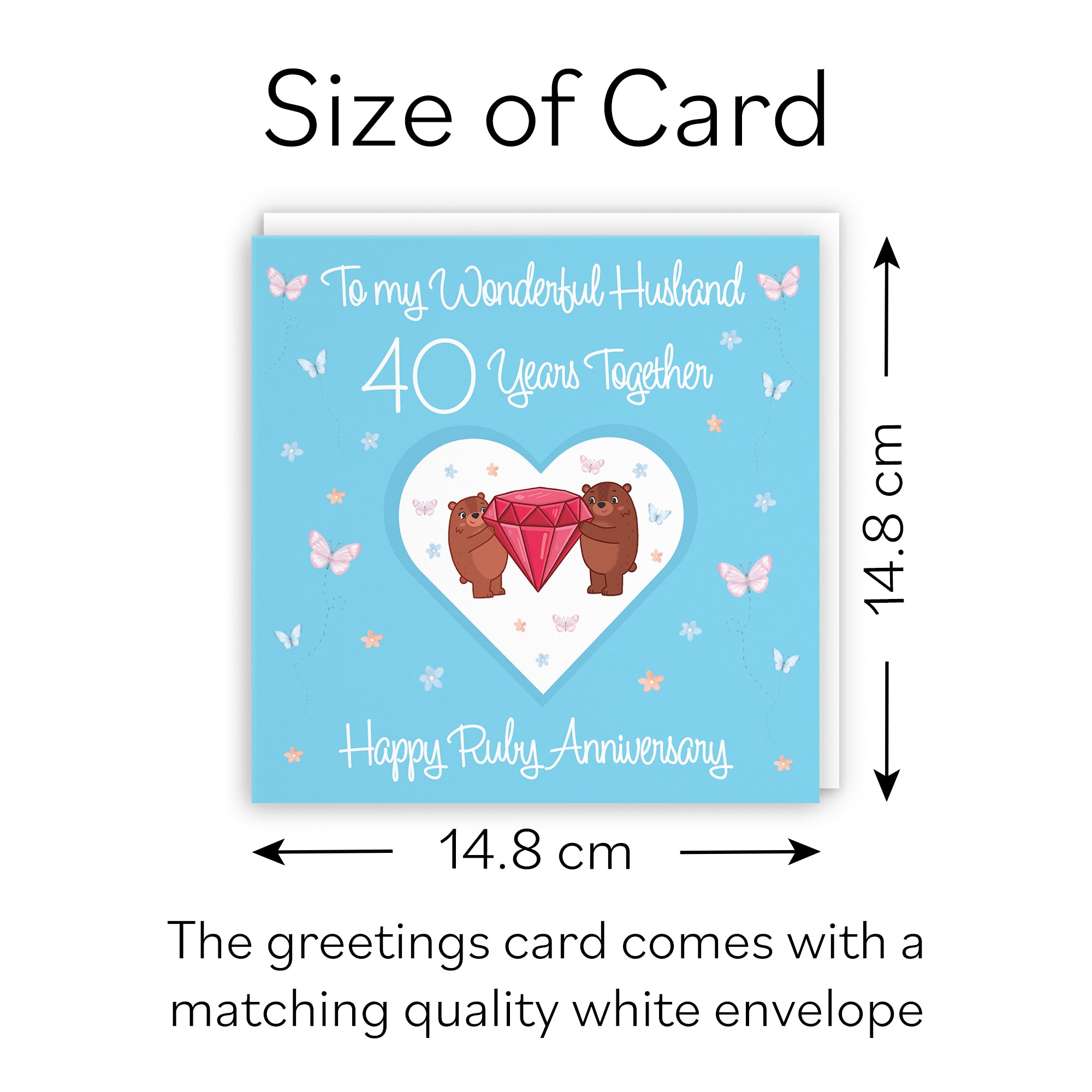 40th Husband Anniversary Card Ruby Romantic Meadows