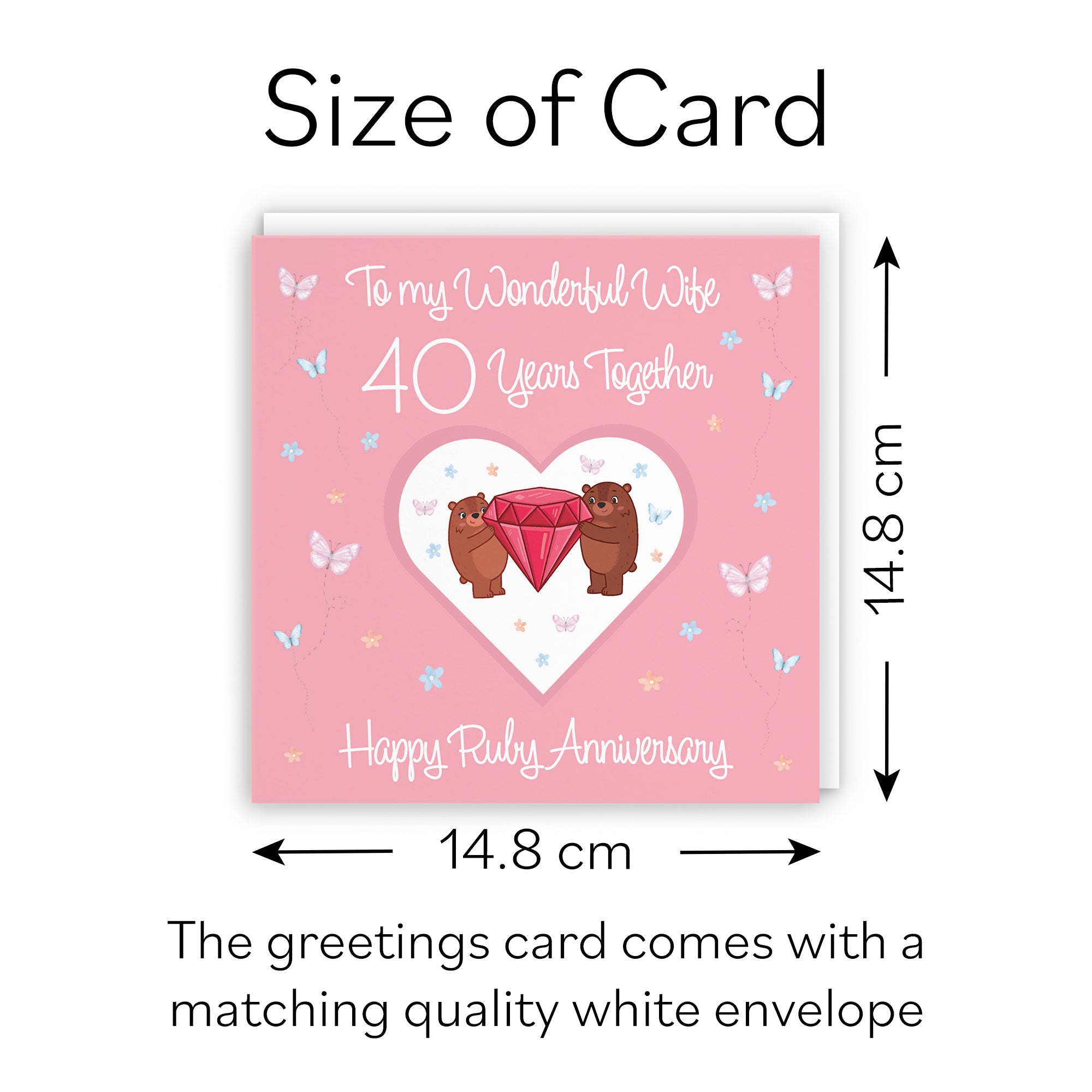 40th Wife Anniversary Card Ruby Romantic Meadows