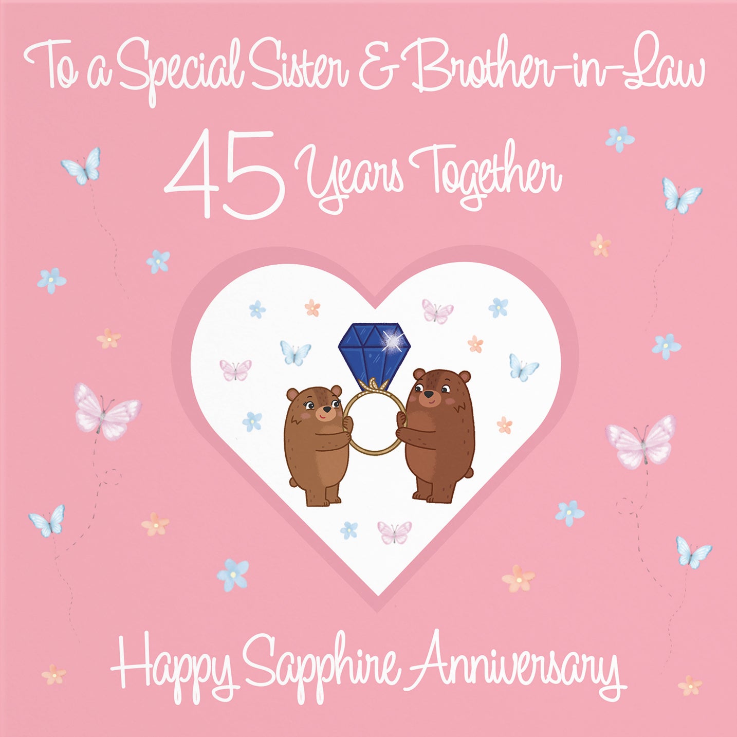 45th Sister & Brother-in-Law Anniversary Card Romantic Meadows