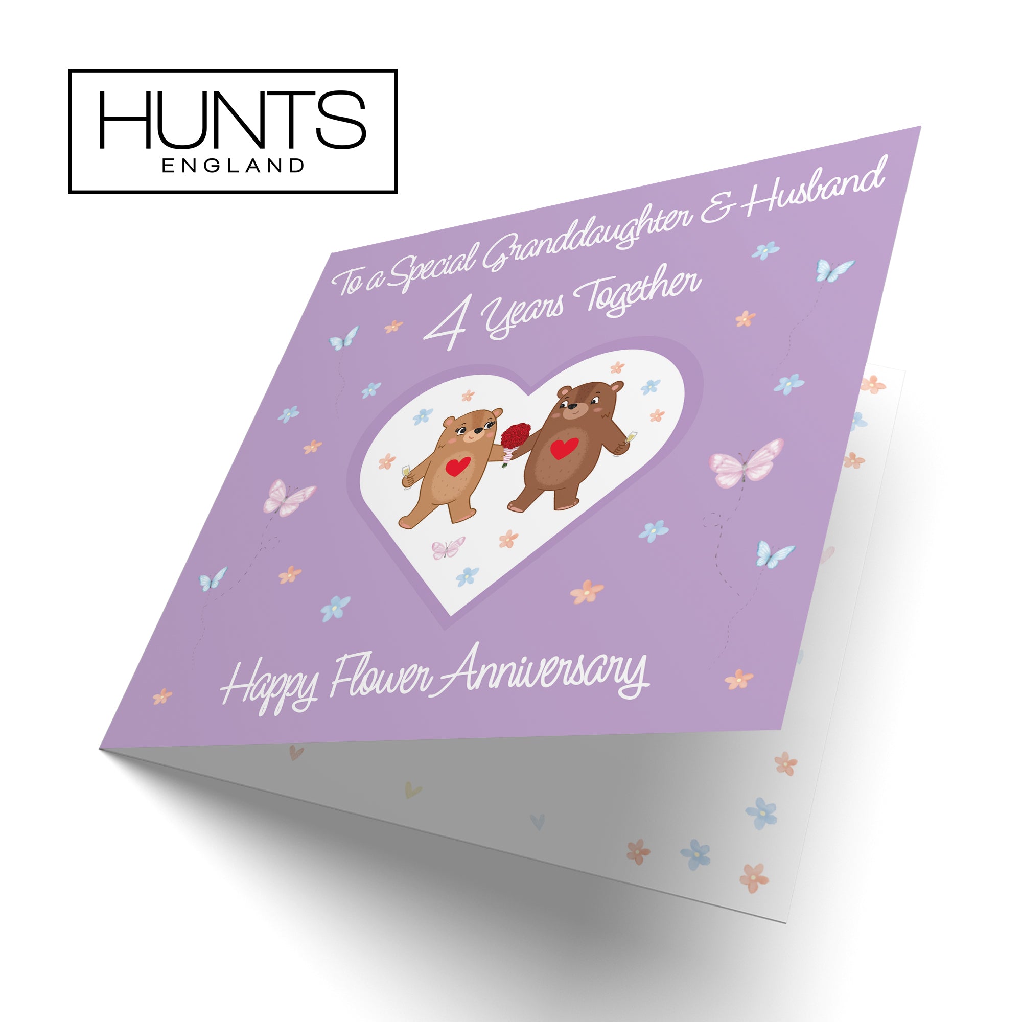 Granddaughter & Husband 4th Anniversary Card Romantic Meadows