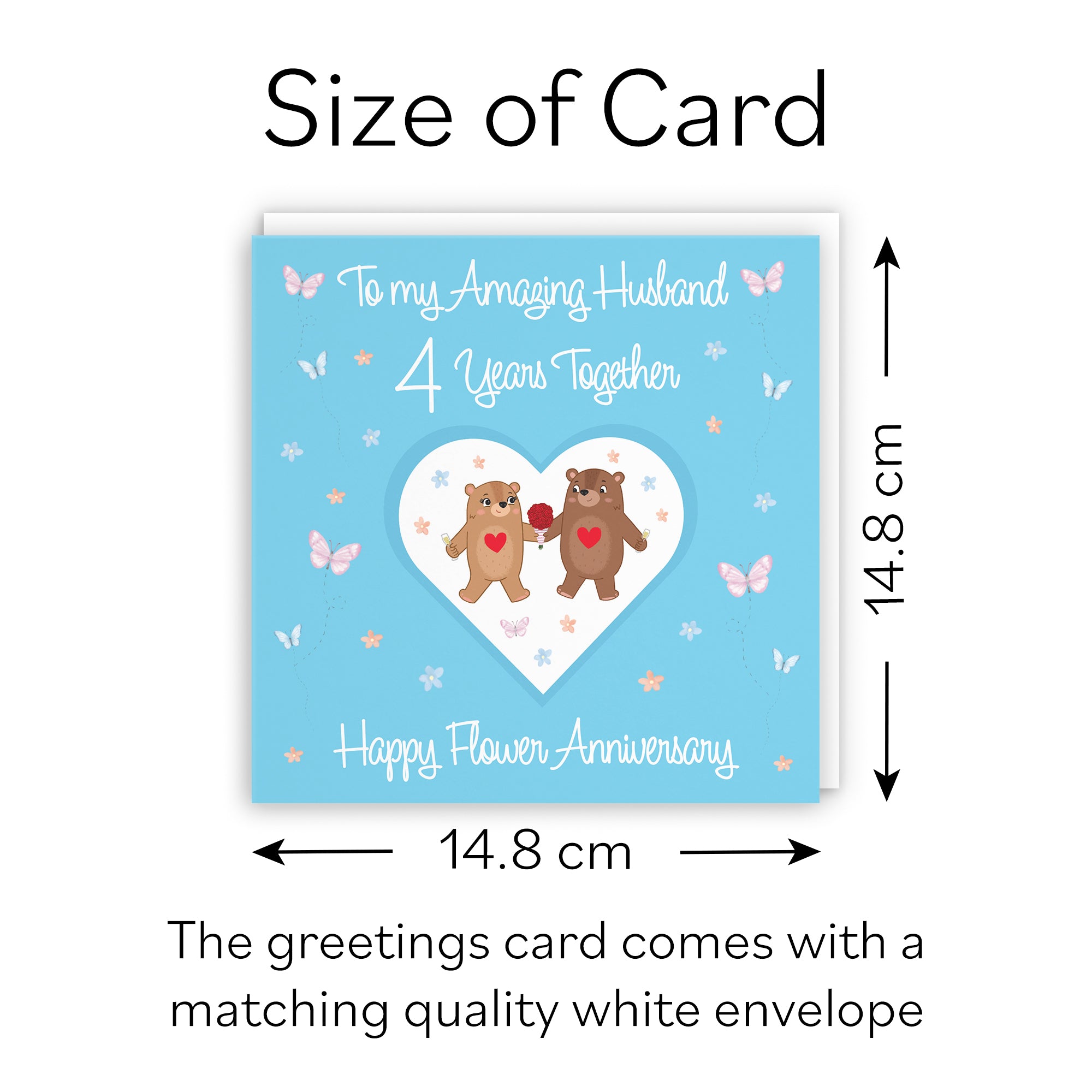 4th Husband Anniversary Card Flower Romantic Meadows