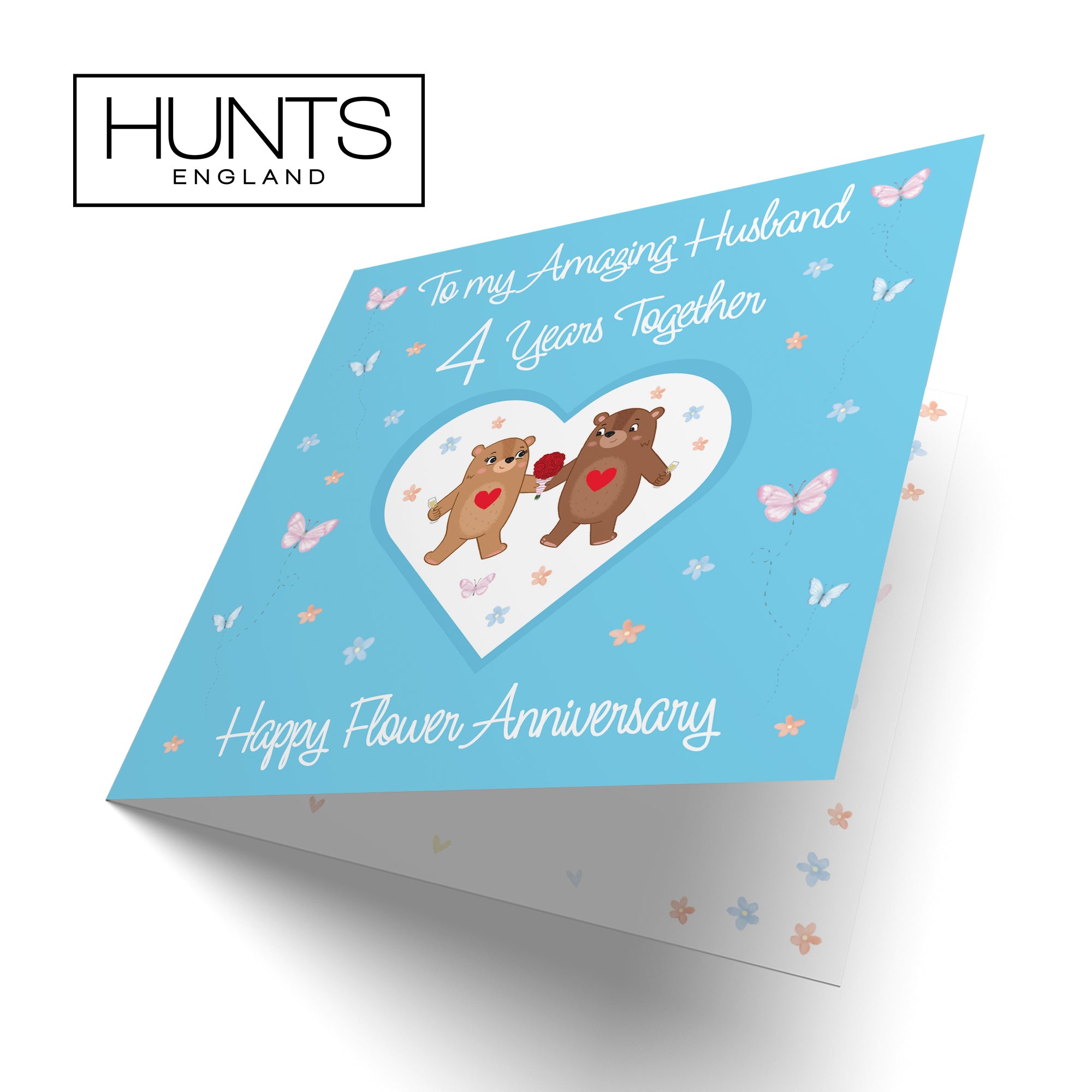 4th Husband Anniversary Card Flower Romantic Meadows