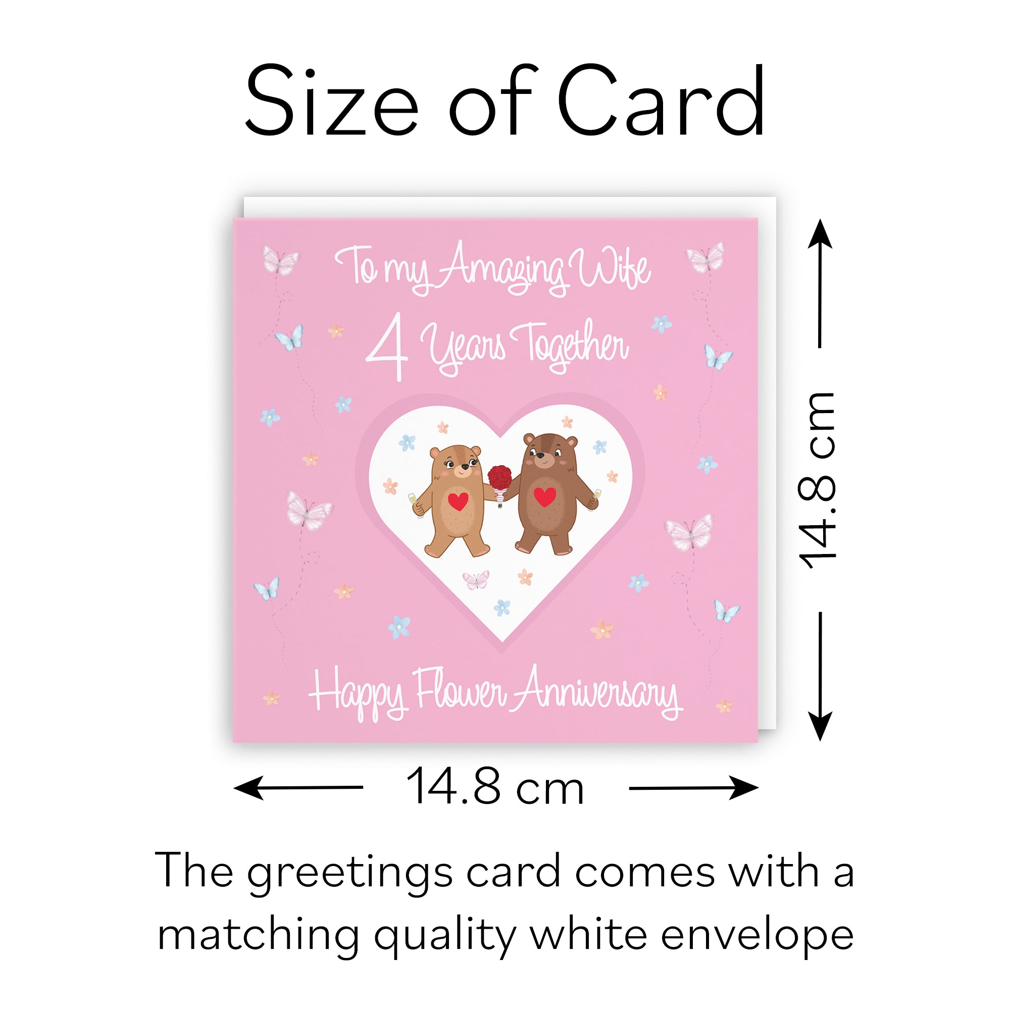 4th Wife Anniversary Card Flower Romantic Meadows