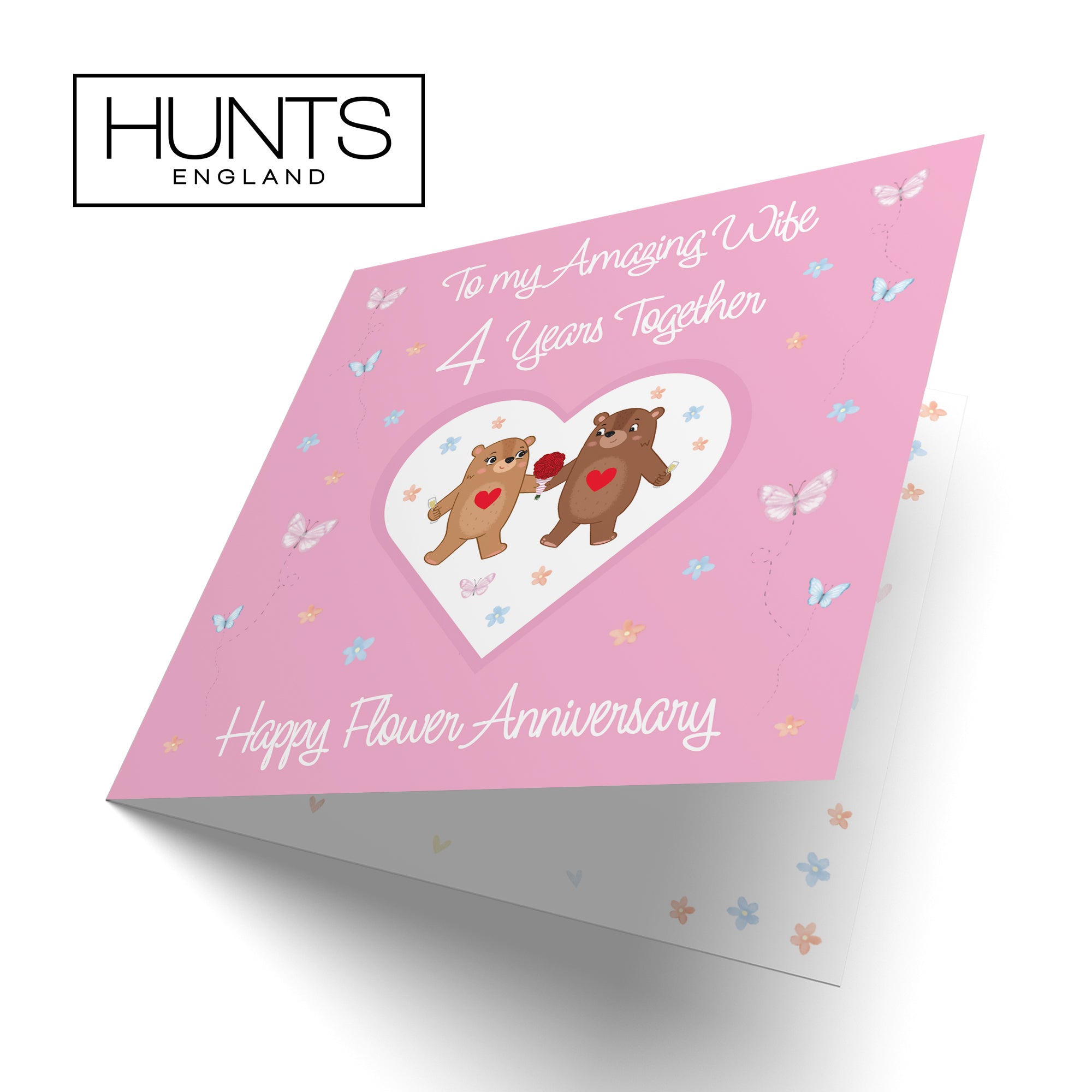 4th Wife Anniversary Card Flower Romantic Meadows