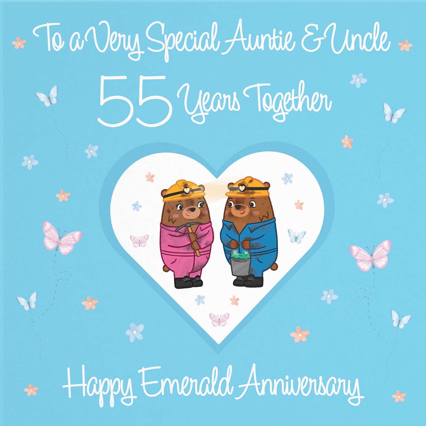 55th Auntie & Uncle Anniversary Card Romantic Meadows