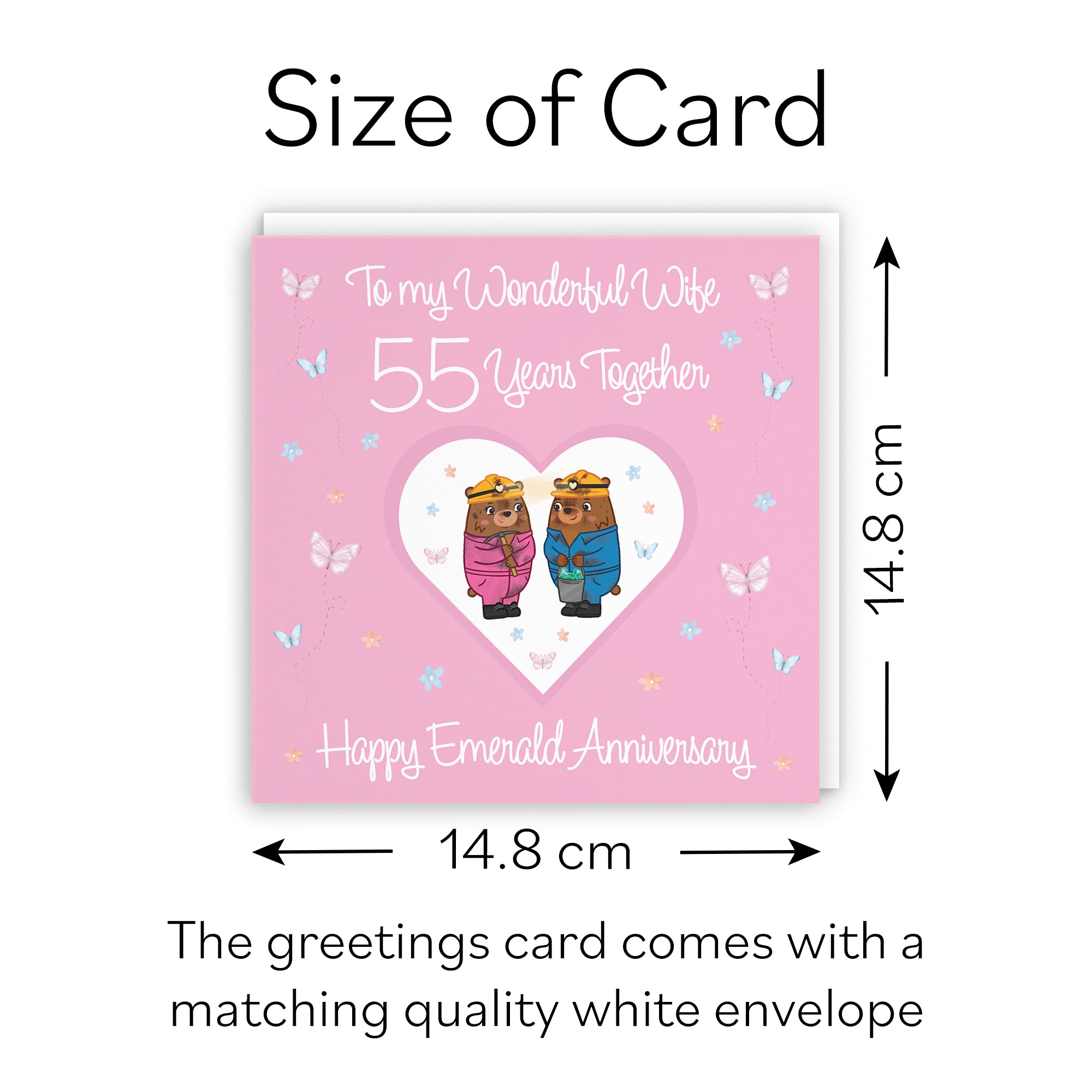 55th Wife Anniversary Card Emerald Romantic Meadows