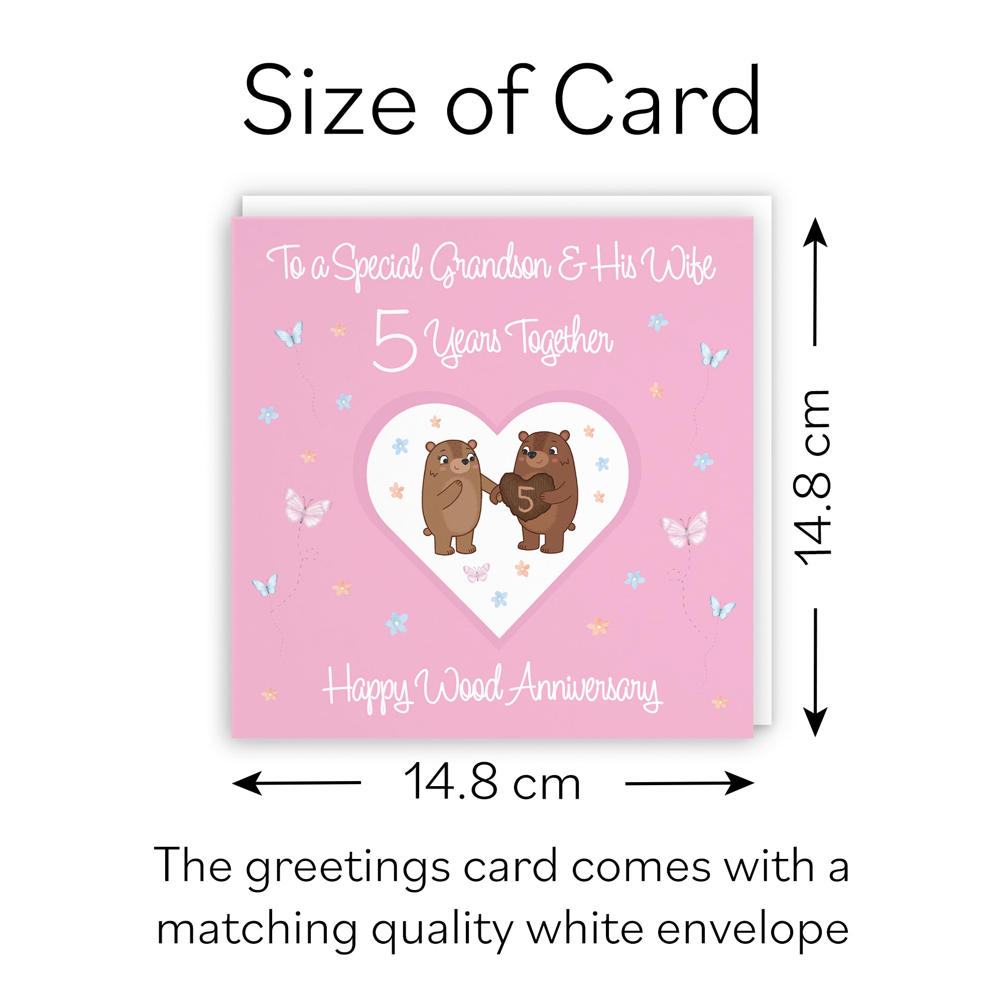 5th Grandson & Wife Anniversary Card Romantic Meadows