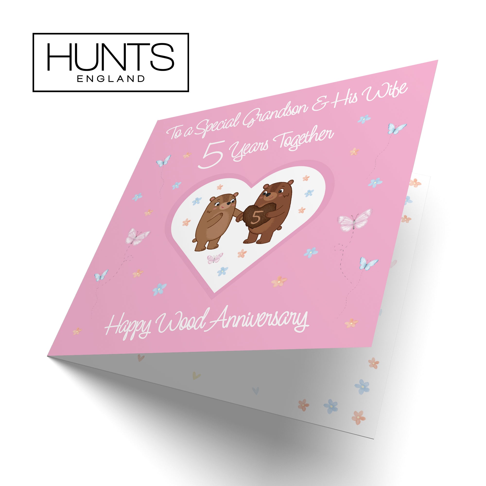 5th Grandson & Wife Anniversary Card Romantic Meadows