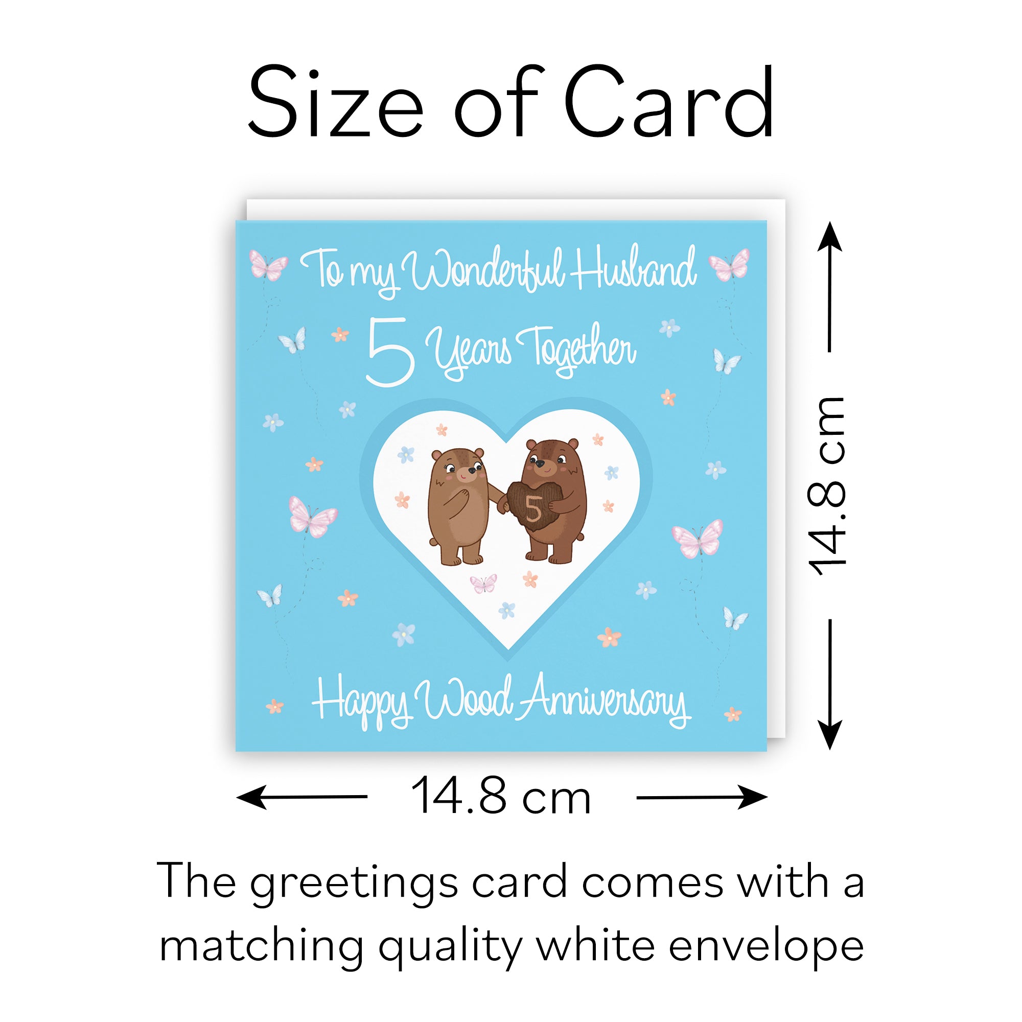 5th Husband Anniversary Card Wood Romantic Meadows