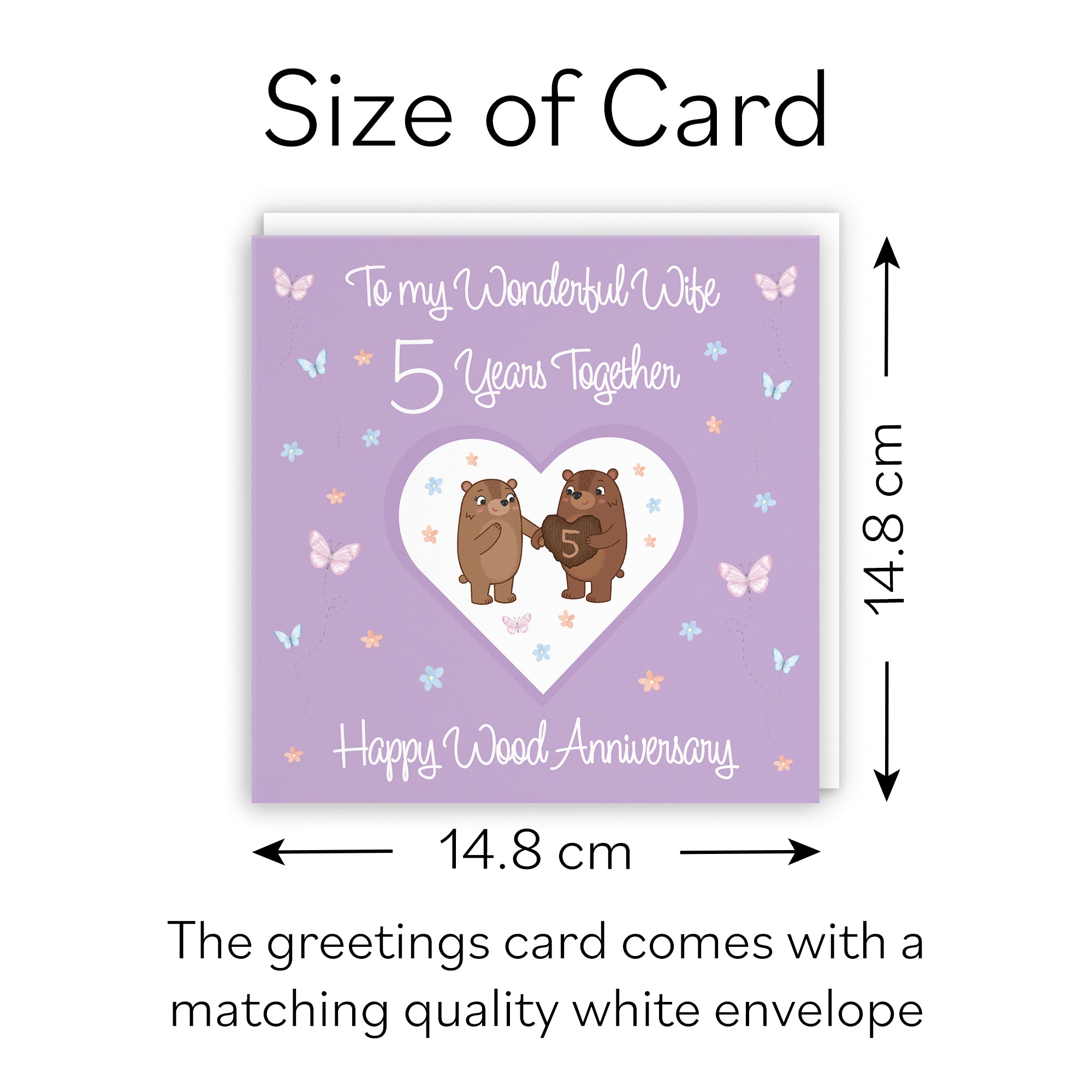 5th Wife Anniversary Card Wood Romantic Meadows