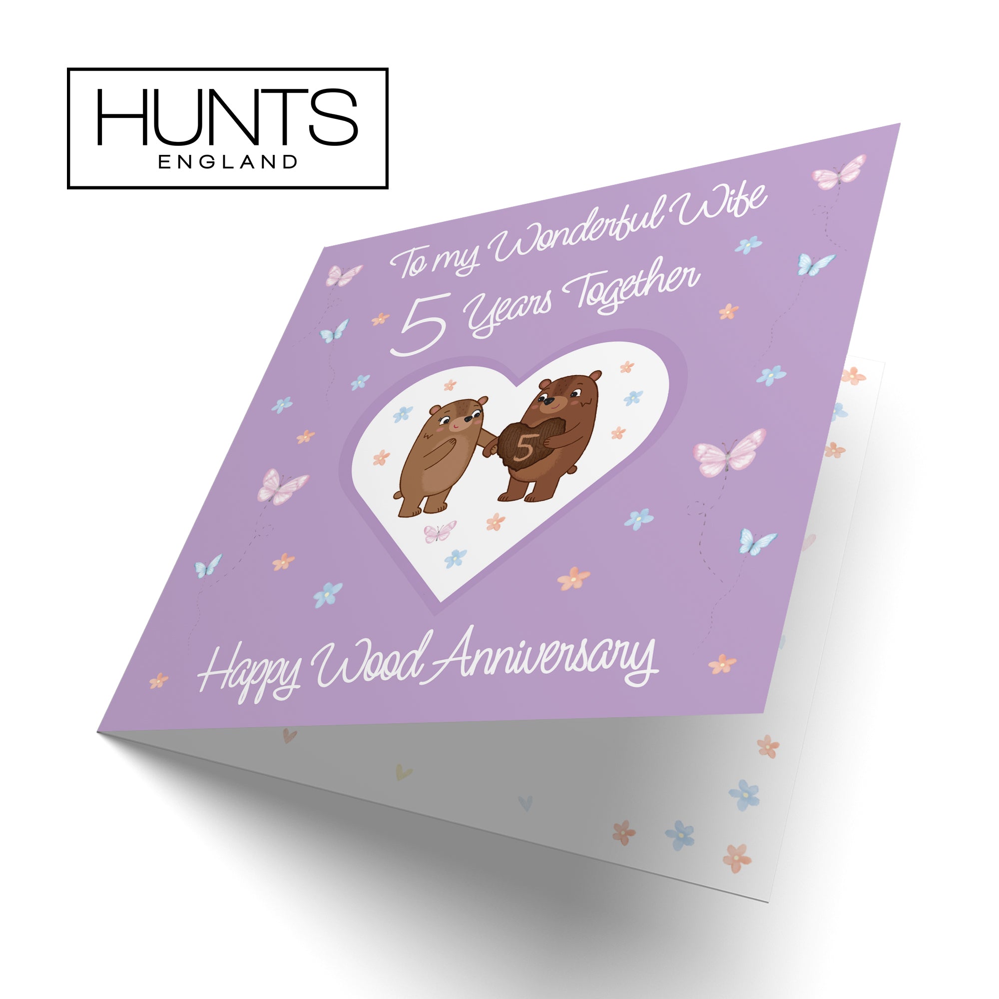 5th Wife Anniversary Card Wood Romantic Meadows