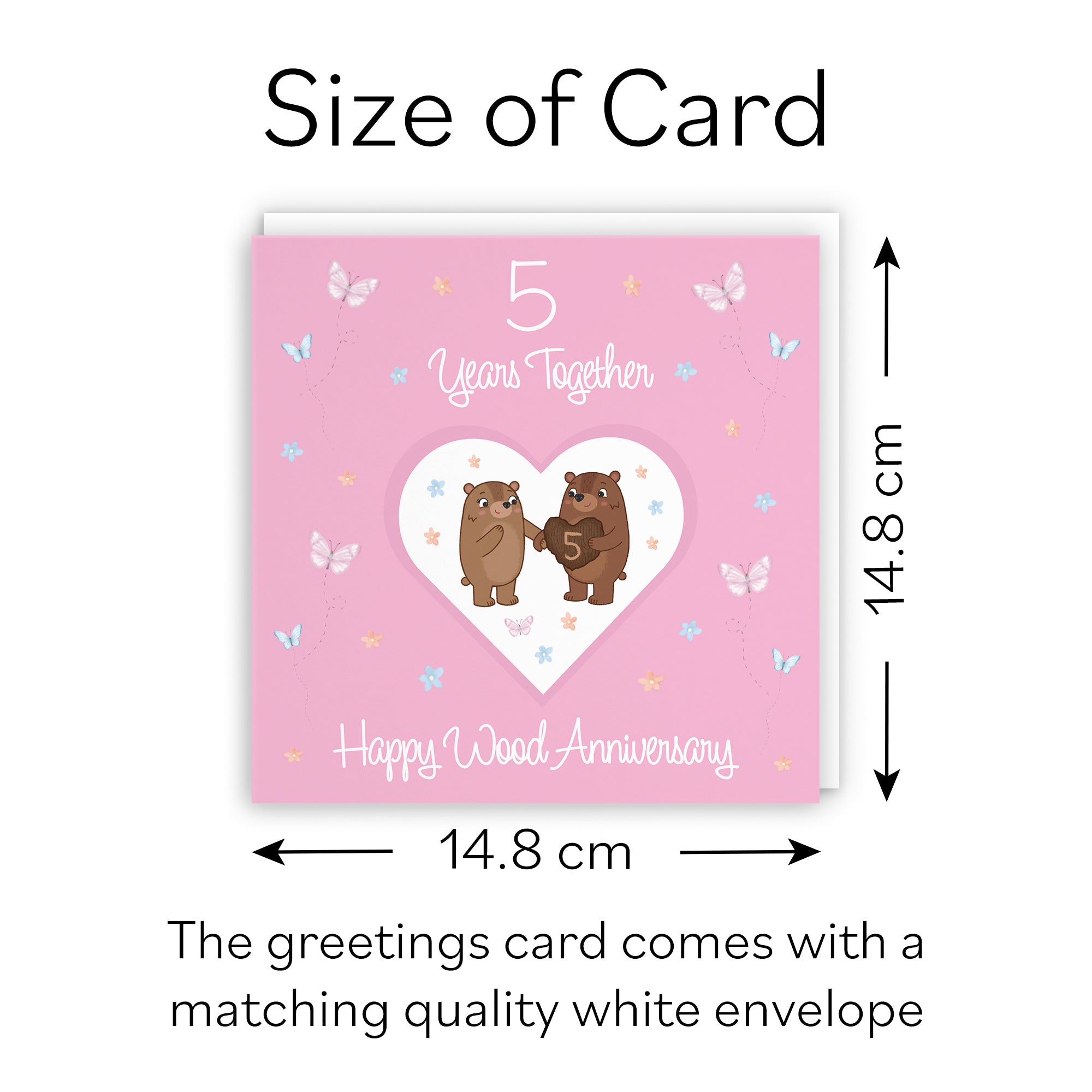 5th Anniversary Card Wood Romantic Meadows