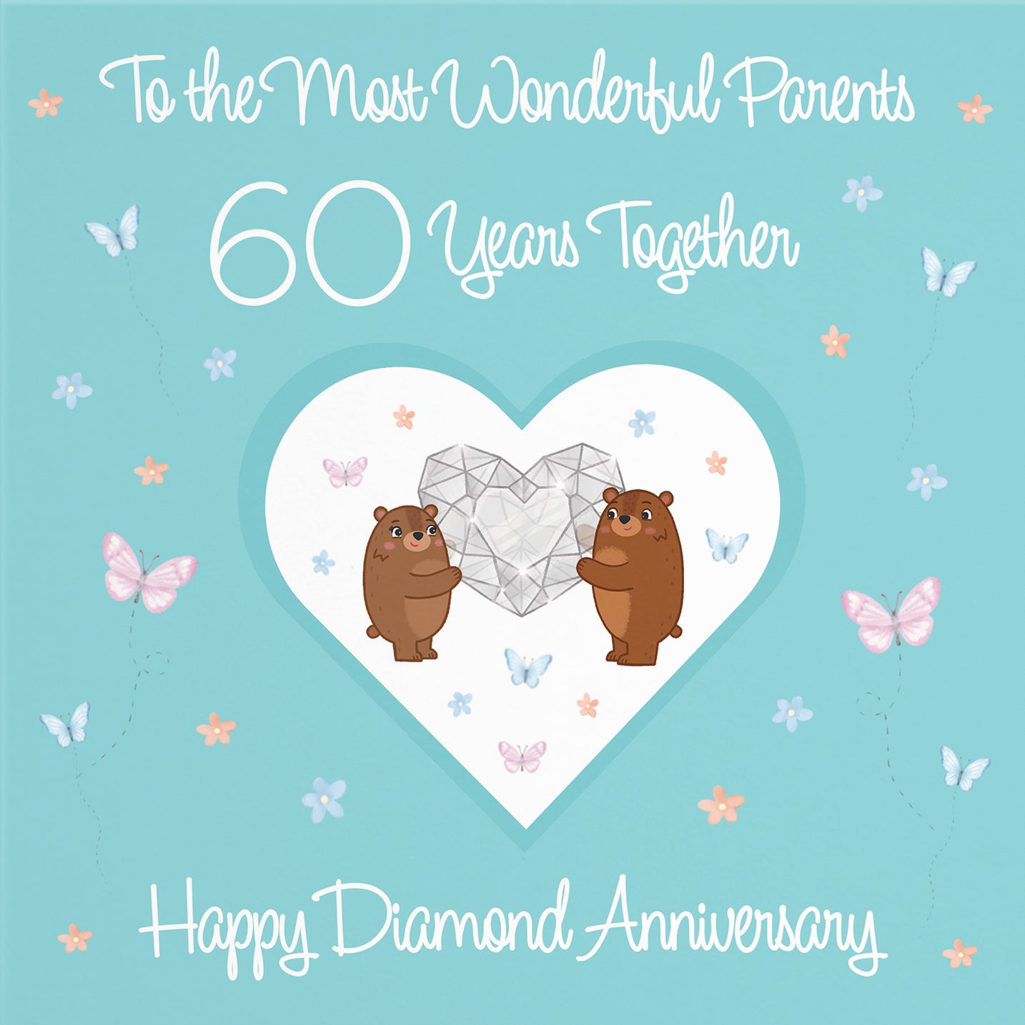 60th Wedding Anniversary Card - Diamond Anniversary - Iconic Collection