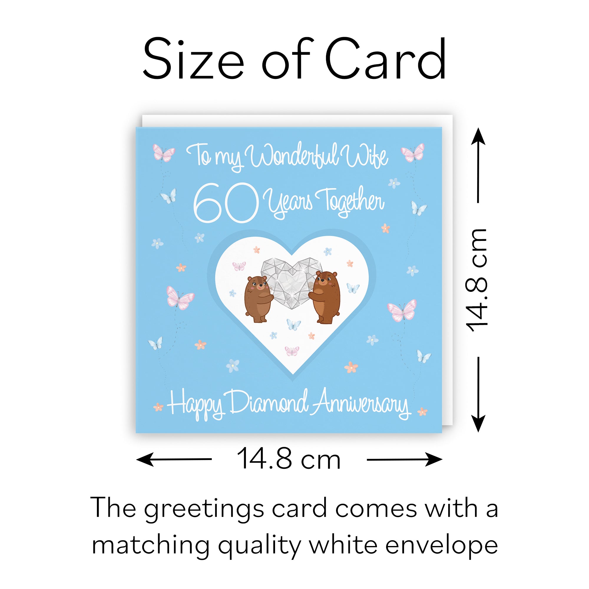 60th Wife Anniversary Card Diamond Romantic Meadows