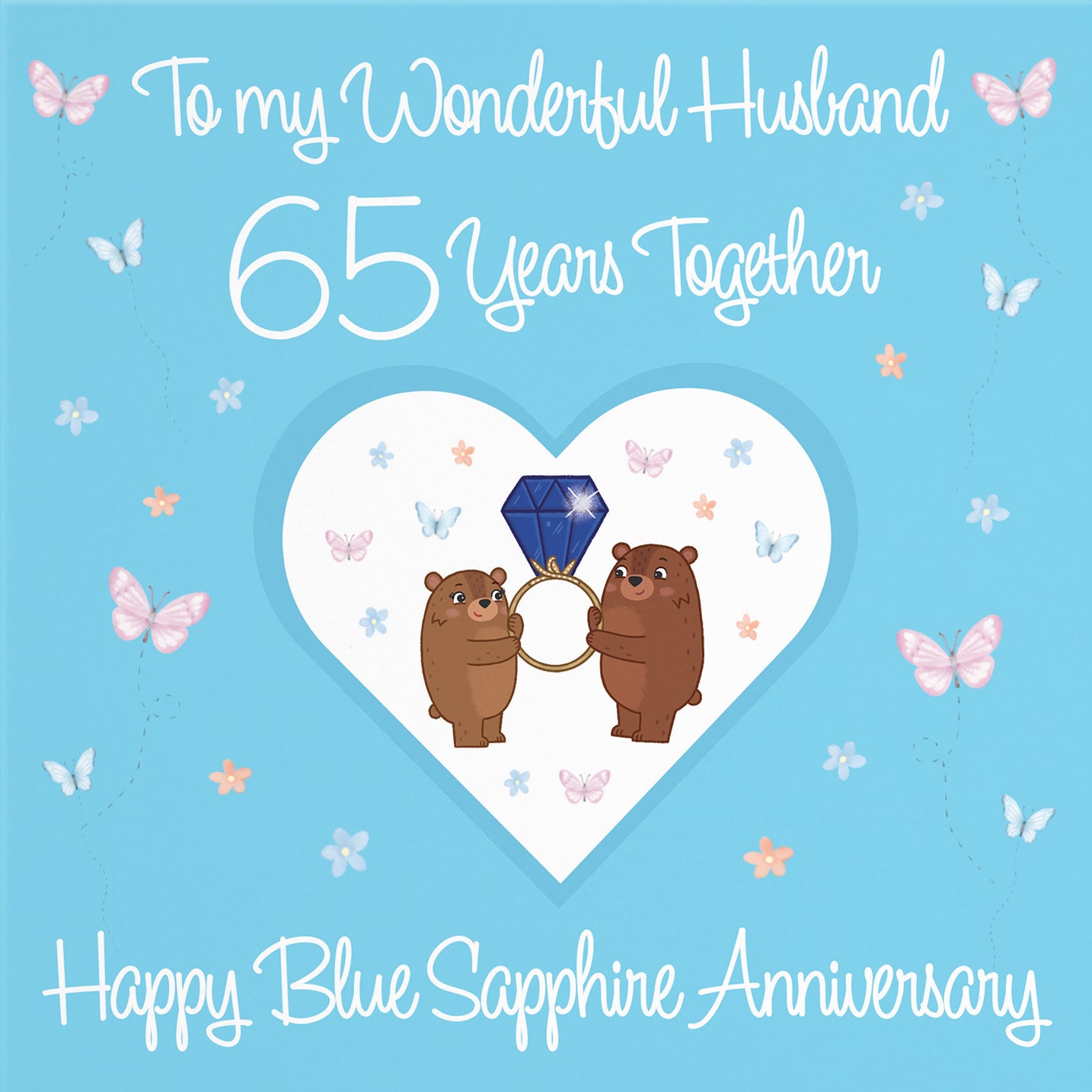 65th Husband Anniversary Card Blue Sapphire Romantic Meadows