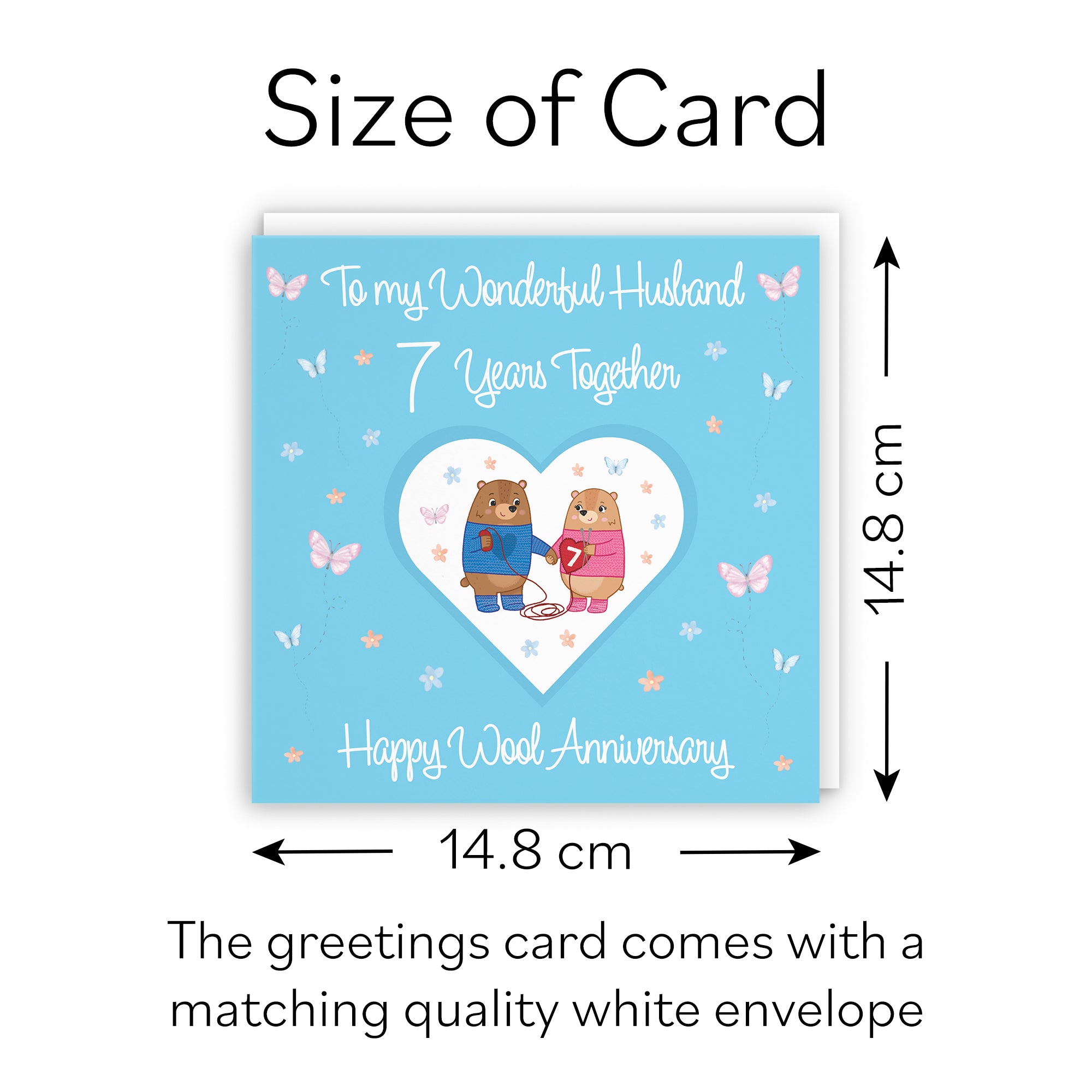 7th Husband Anniversary Card Wool Romantic Meadows