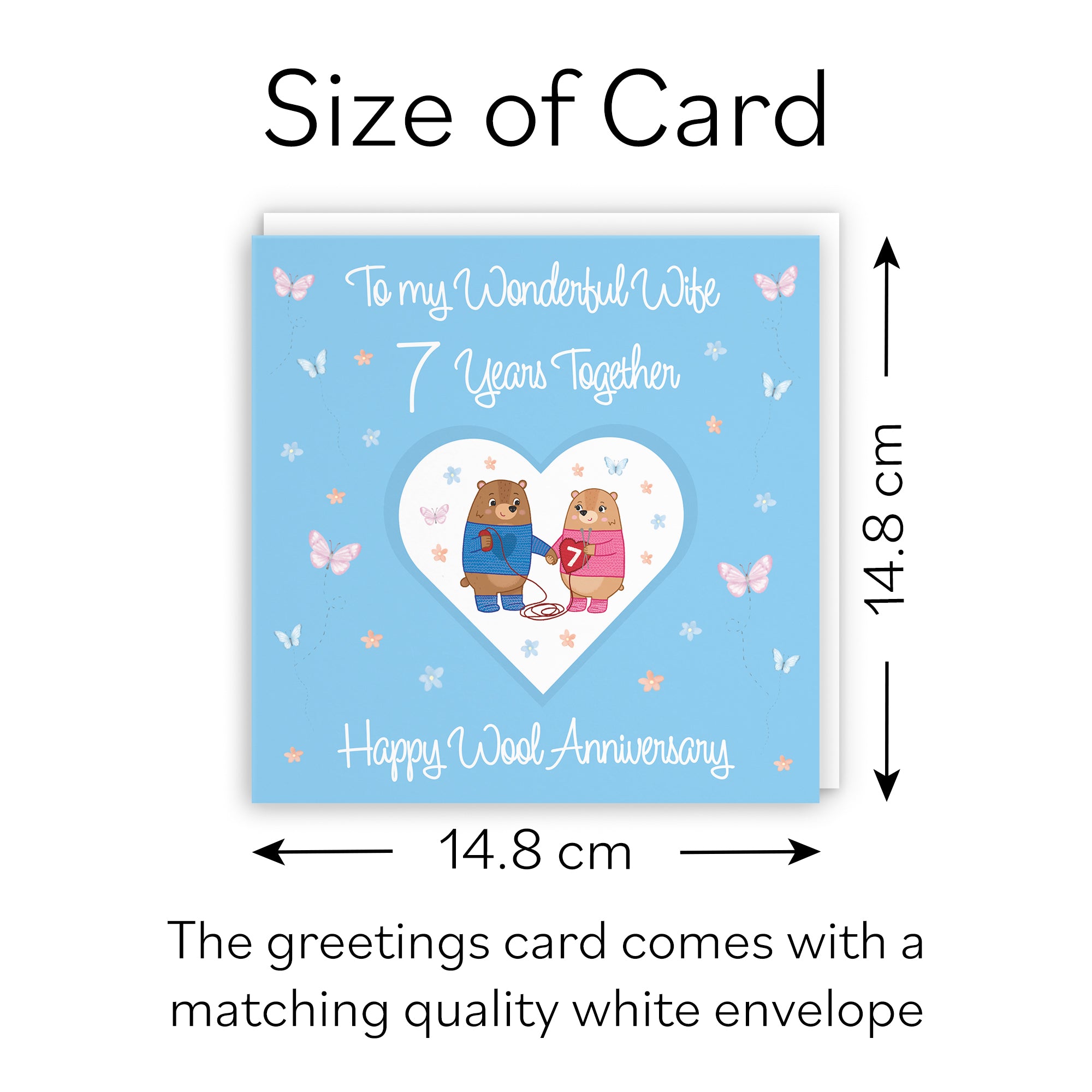 7th Wife Anniversary Card Wool Romantic Meadows