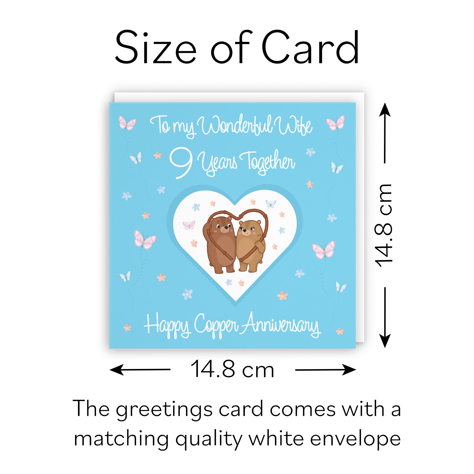 9th Wife Anniversary Card Copper Romantic Meadows