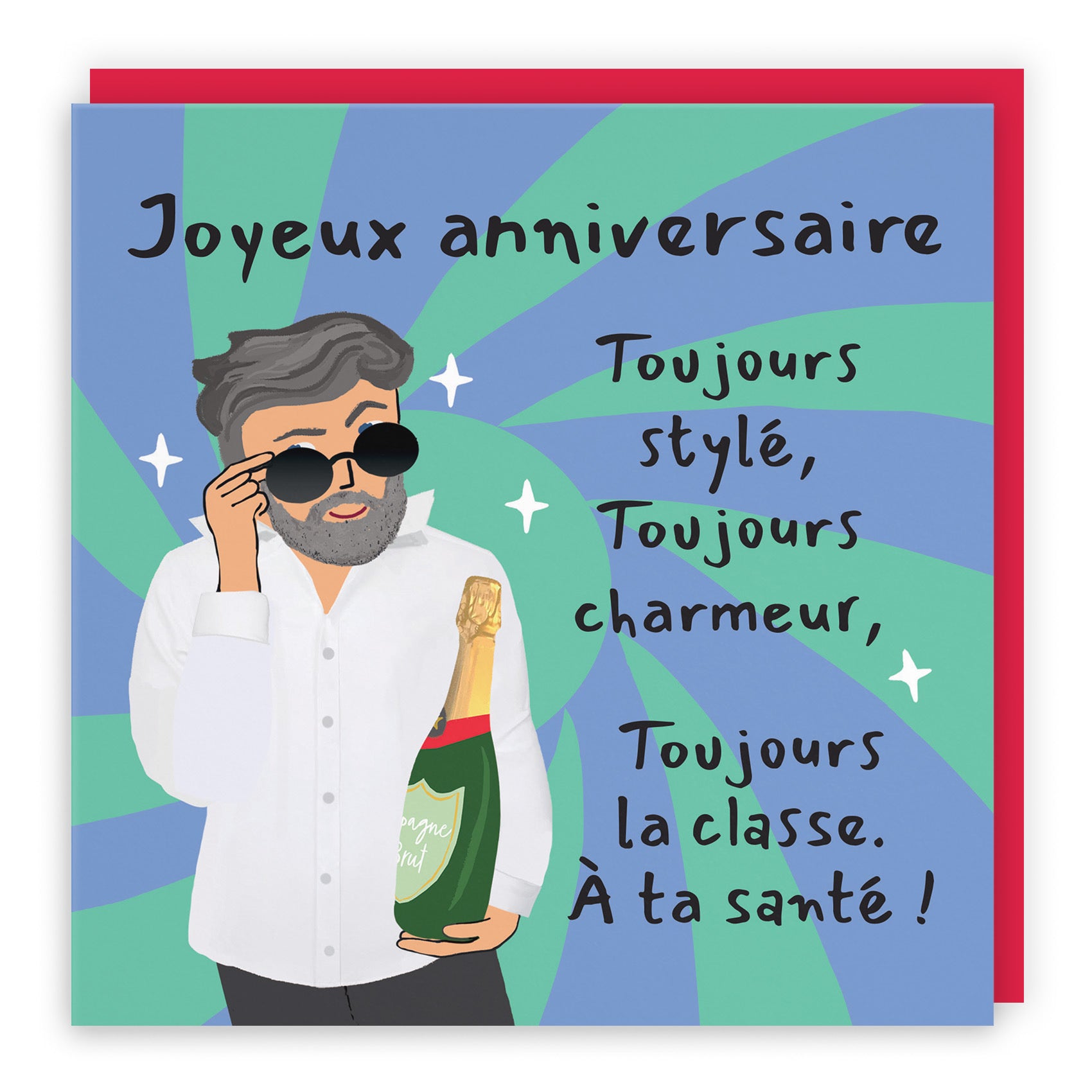 Men's French Language Birthday Card Cool Dude Laugh Out Loud - Default Title (GK00026)