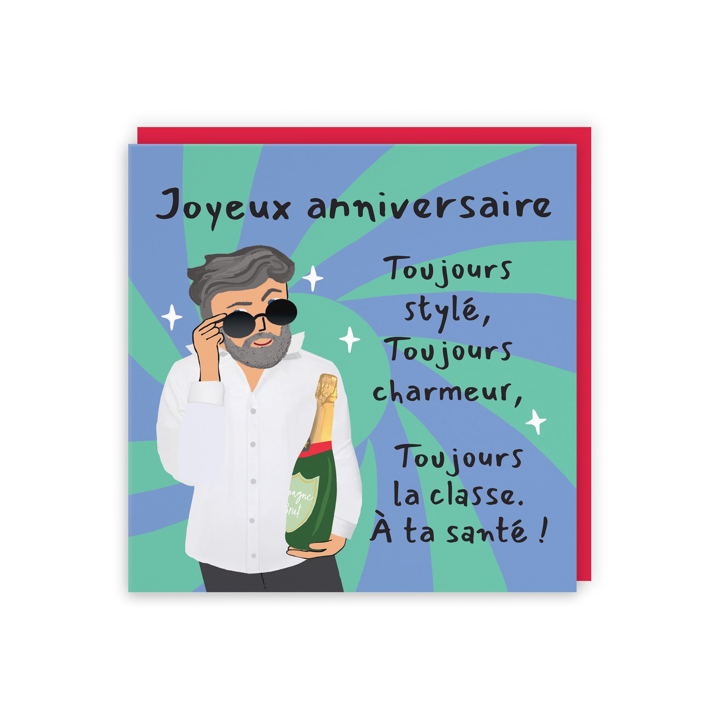 Men's French Language Birthday Card Cool Dude Laugh Out Loud - Default Title (GK00026)