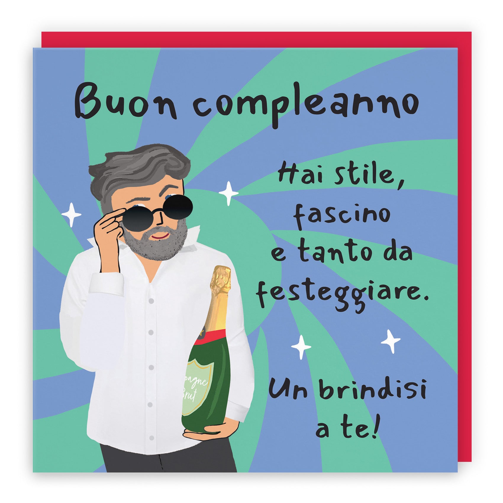 Men's Italian Language Birthday Card Cool Dude Laugh Out Loud - Default Title (GK00027)