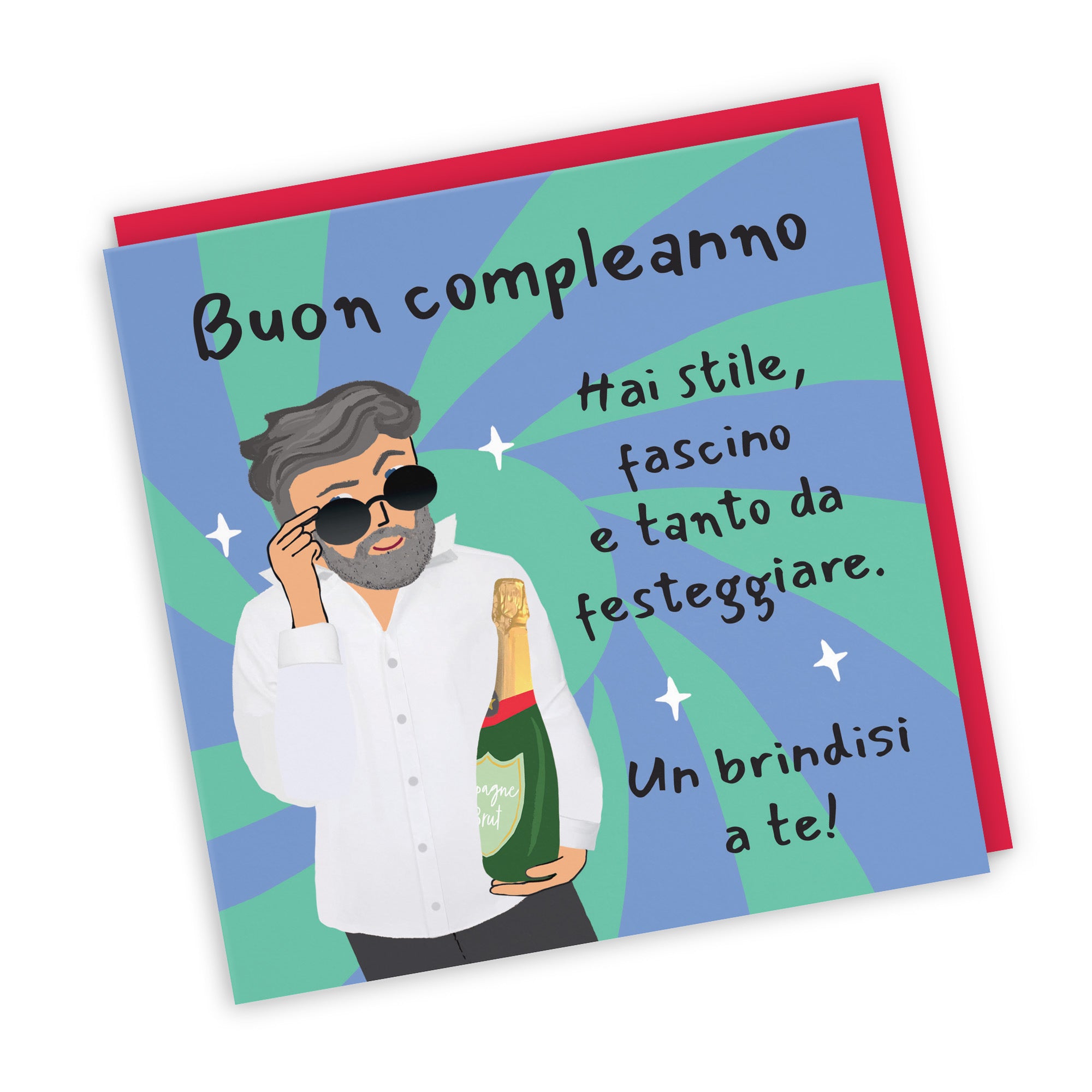 Men's Italian Language Birthday Card Cool Dude Laugh Out Loud - Default Title (GK00027)