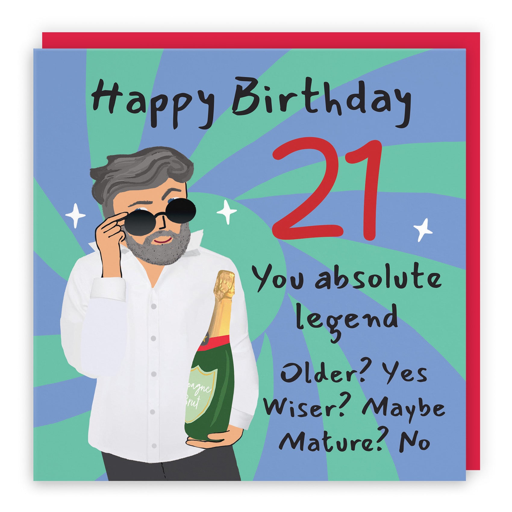 Men's 21st Birthday Card Cool Dude Laugh Out Loud - Default Title (GK00031)