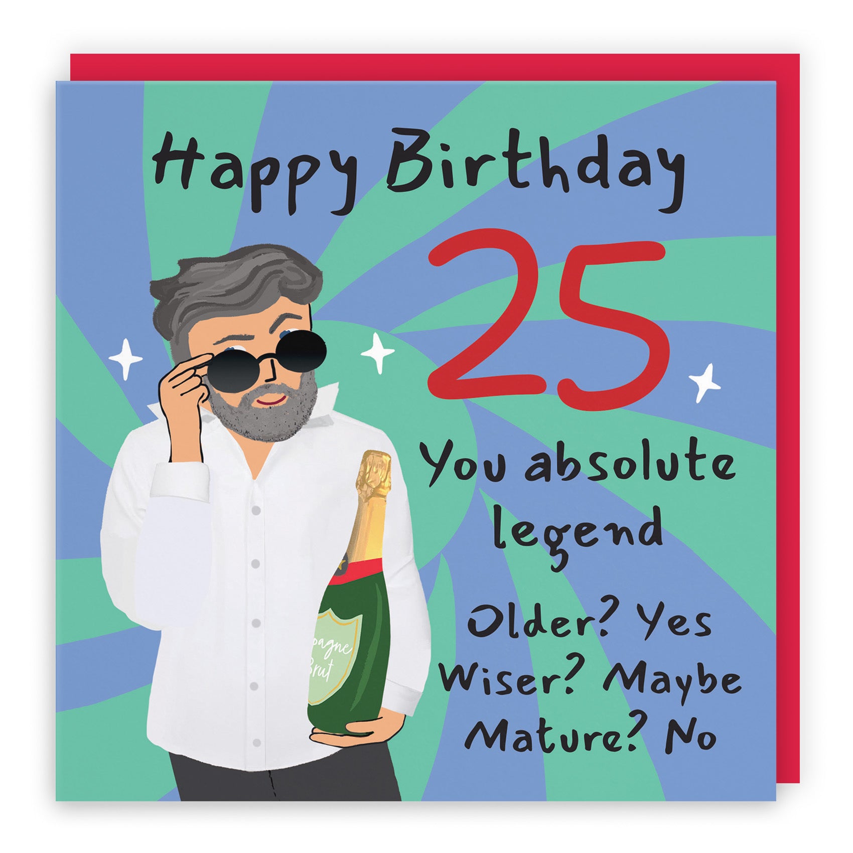 Men's 25th Birthday Card Cool Dude Laugh Out Loud - Default Title (GK00032)