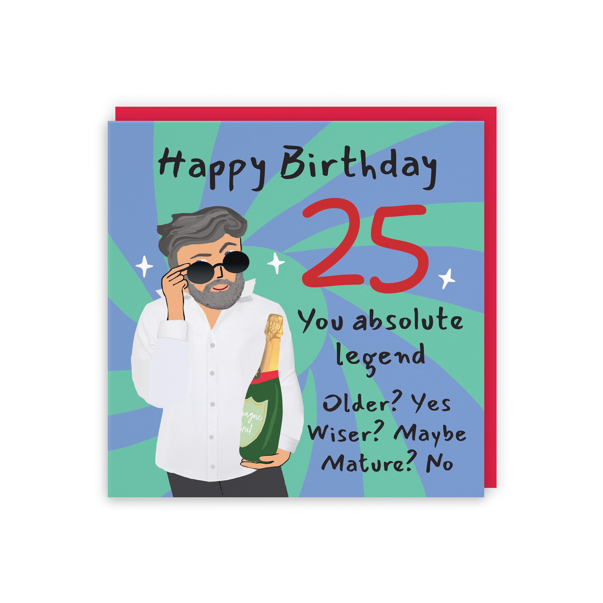 Men's 25th Birthday Card Cool Dude Laugh Out Loud - Default Title (GK00032)