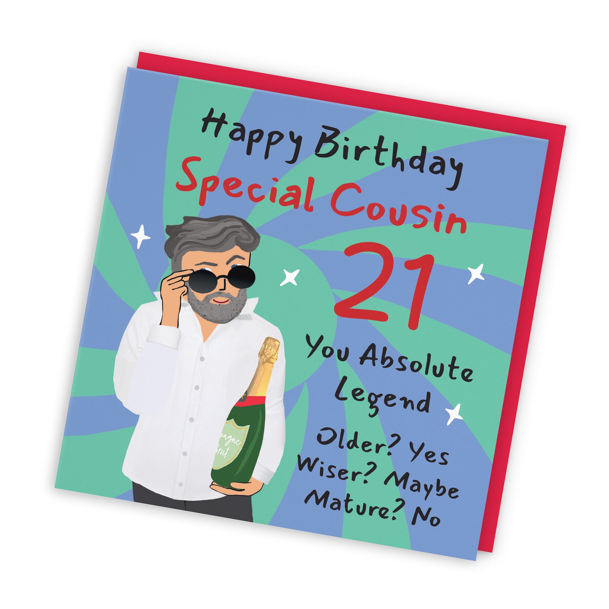 Male 21st Cousin Birthday Card Cool Dude Laugh Out Loud - Default Title (GK00064)