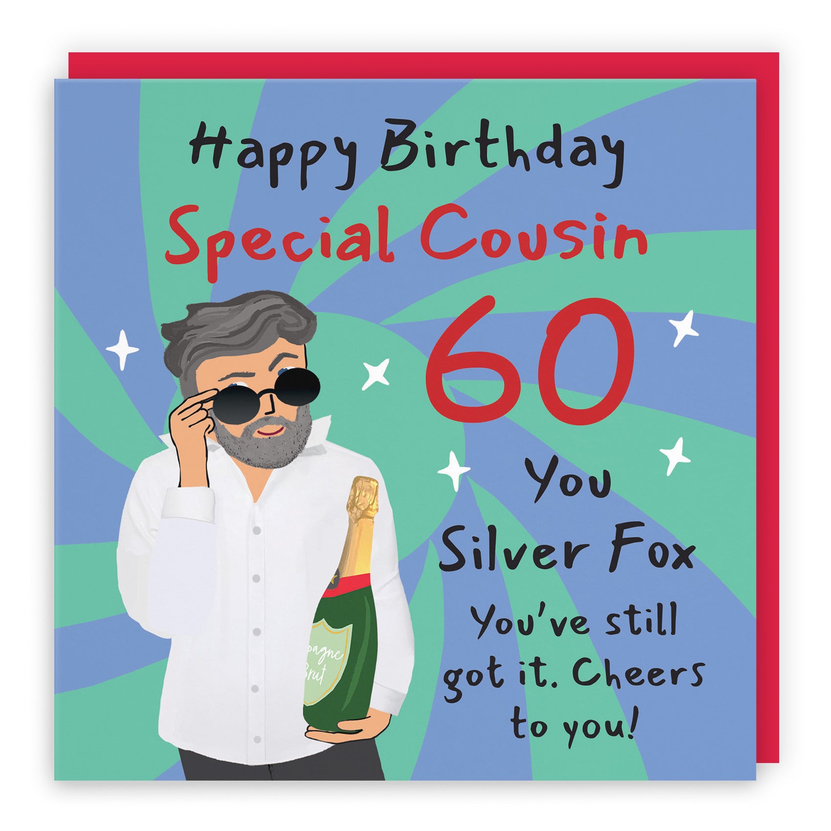 Male 60th Cousin Birthday Card Cool Dude Laugh Out Loud - Default Title (GK00070)