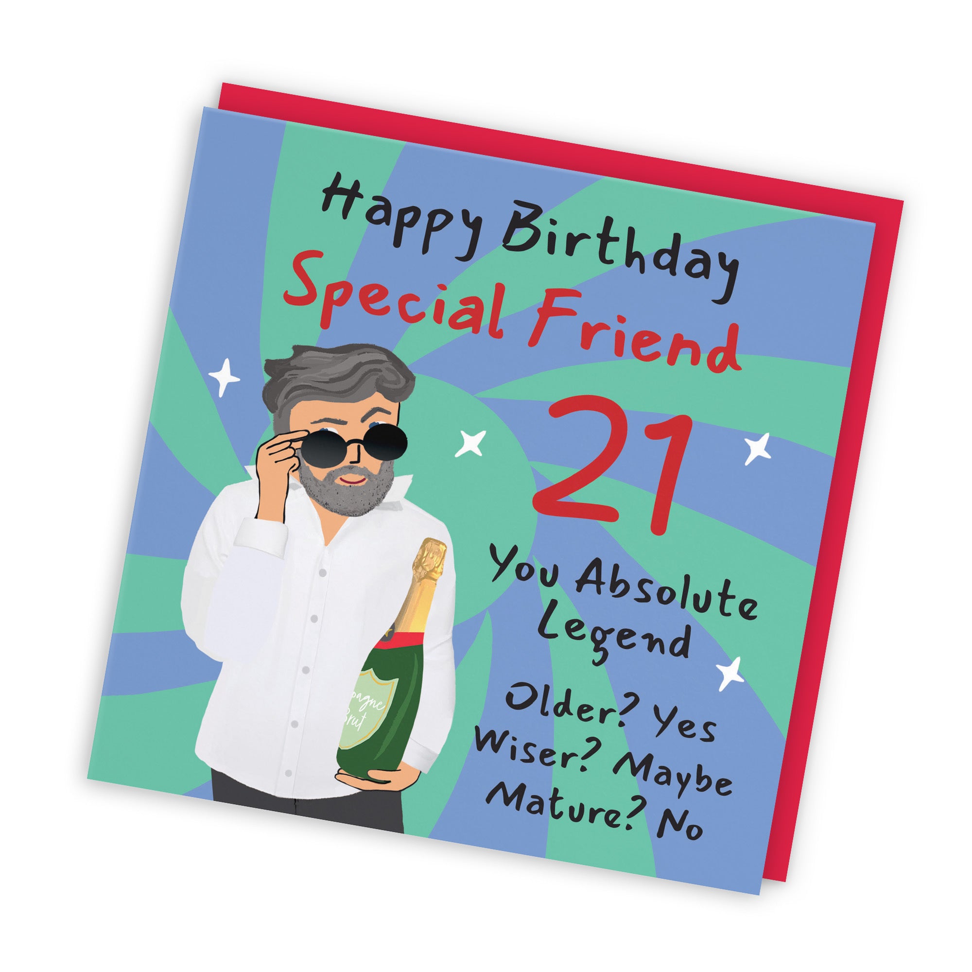 Male 21st Friend Birthday Card Cool Dude Laugh Out Loud - Default Title (GK00076)