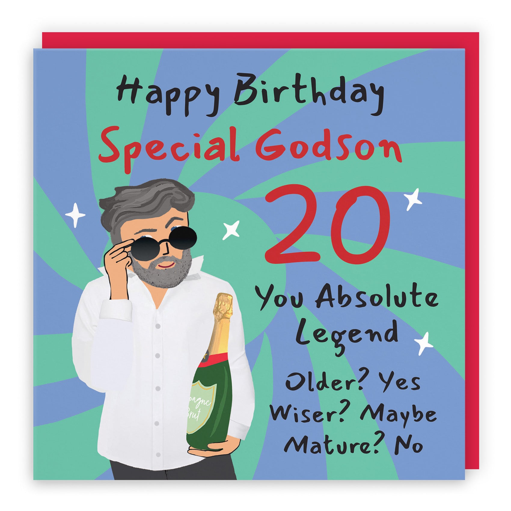 20th Godson Birthday Card Cool Dude Laugh Out Loud - Default Title (GK00088)