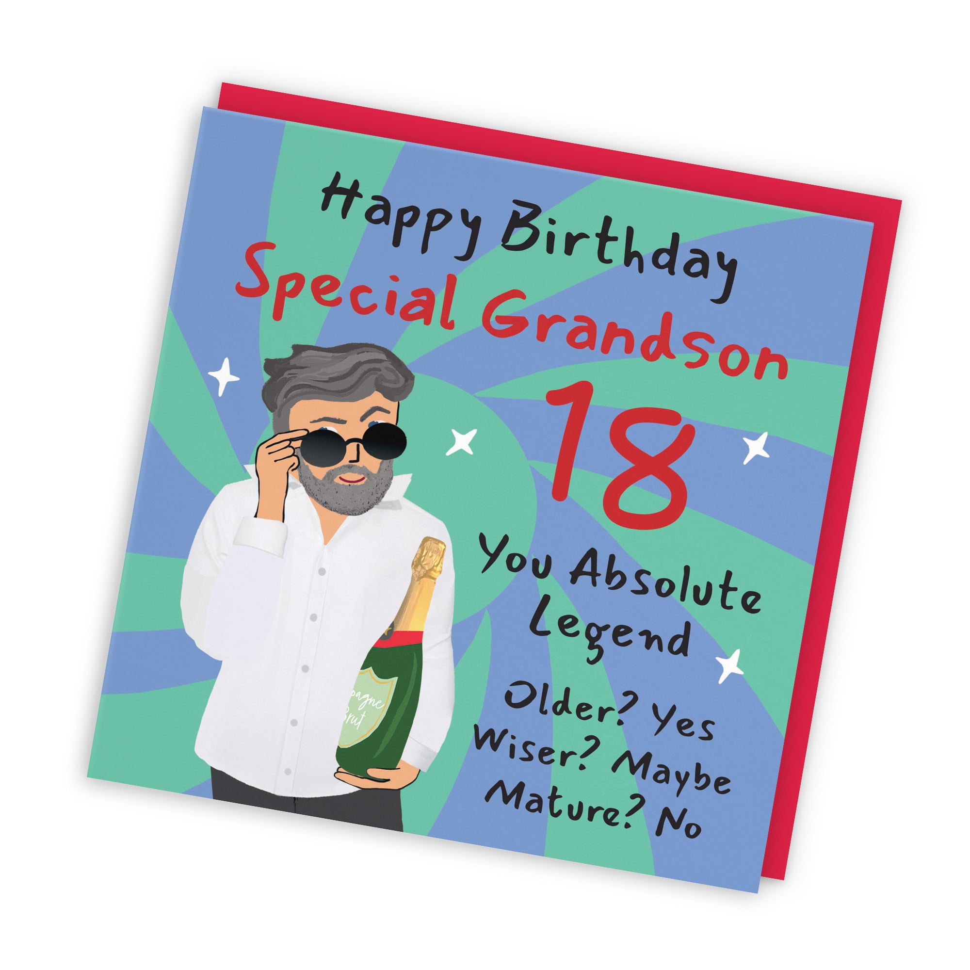 18th Grandson Birthday Card Cool Dude Laugh Out Loud - Default Title (GK00097)