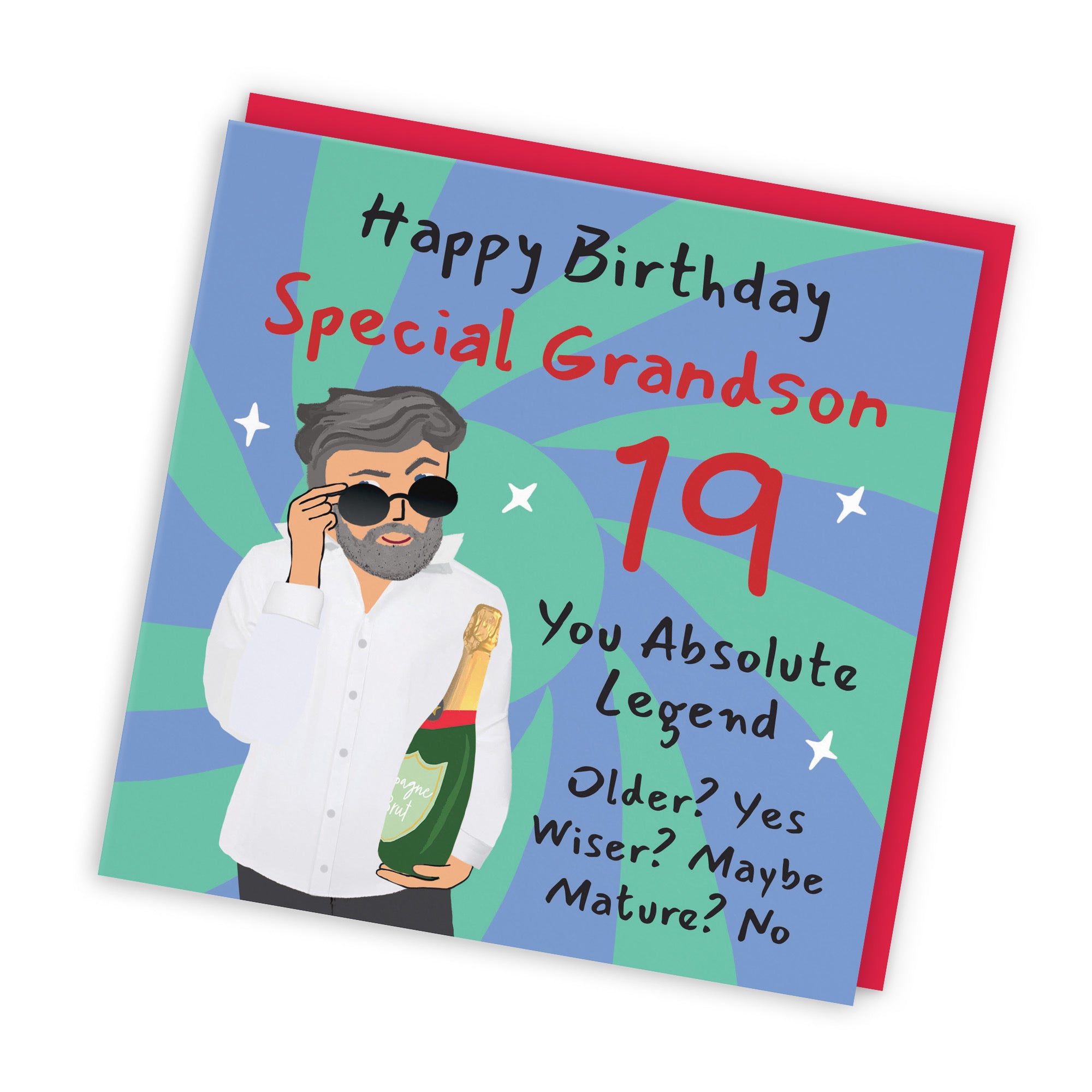 19th Grandson Birthday Card Cool Dude Laugh Out Loud - Default Title (GK00098)