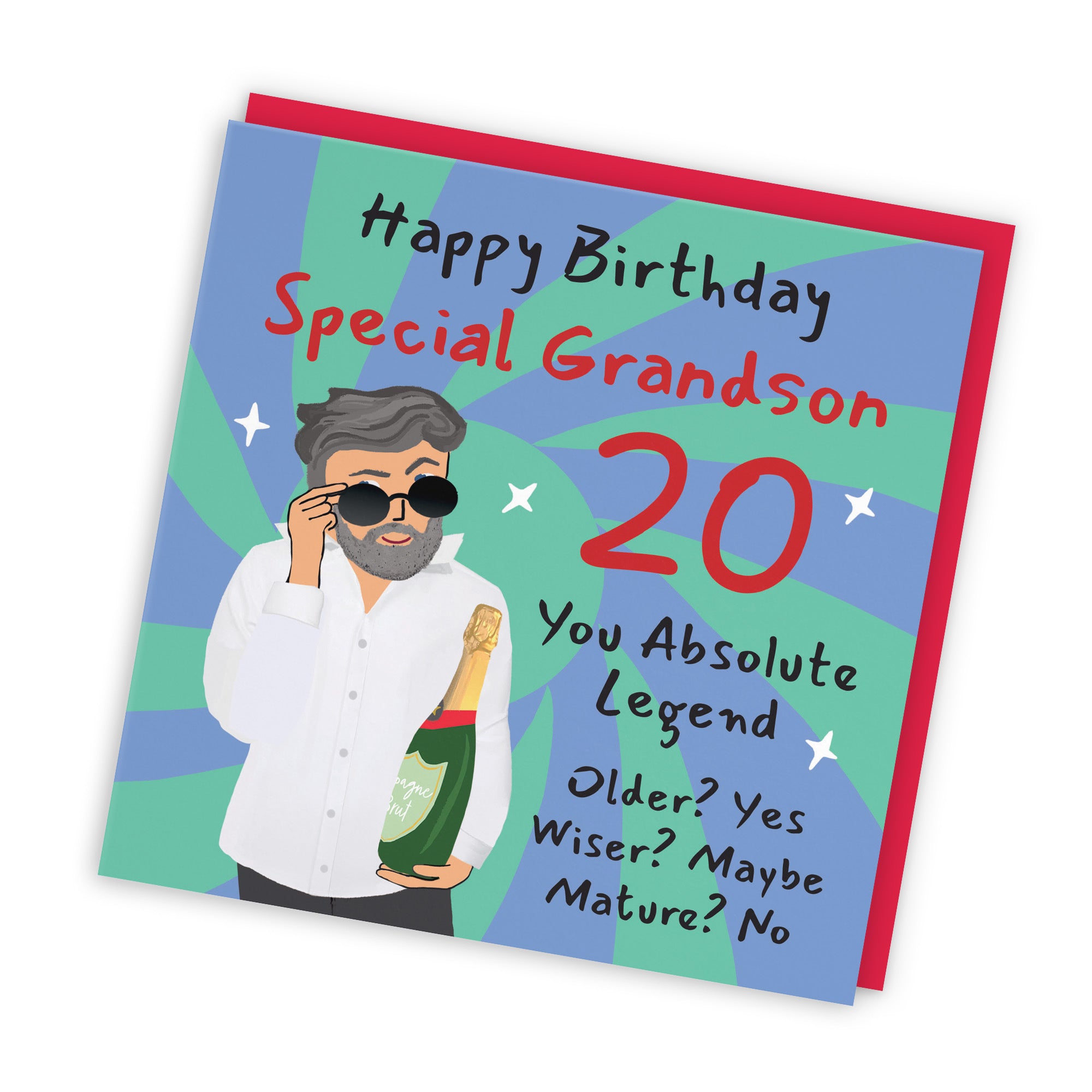 20th Grandson Birthday Card Cool Dude Laugh Out Loud - Default Title (GK00099)