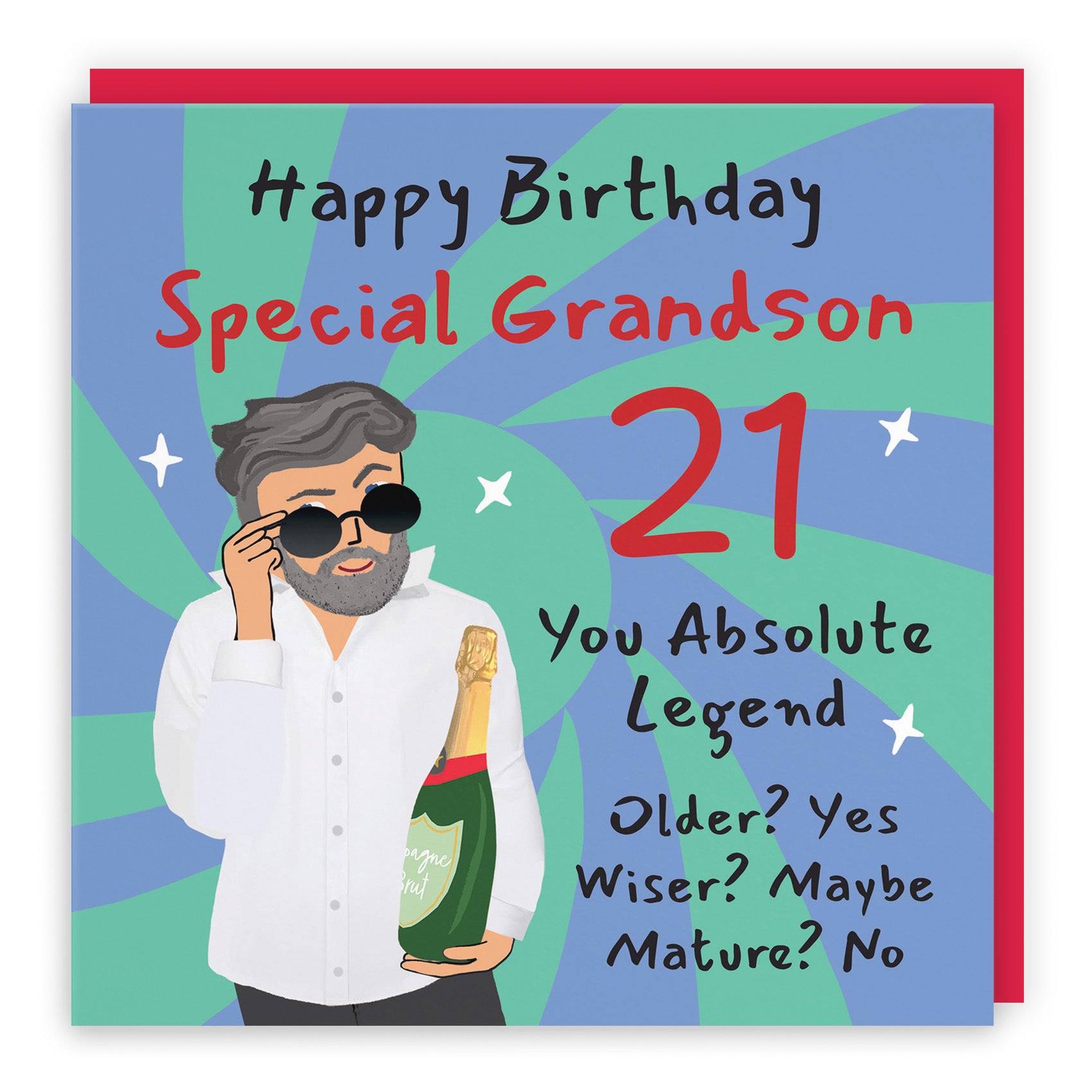 21st Grandson Birthday Card Cool Dude Laugh Out Loud - Default Title (GK00100)