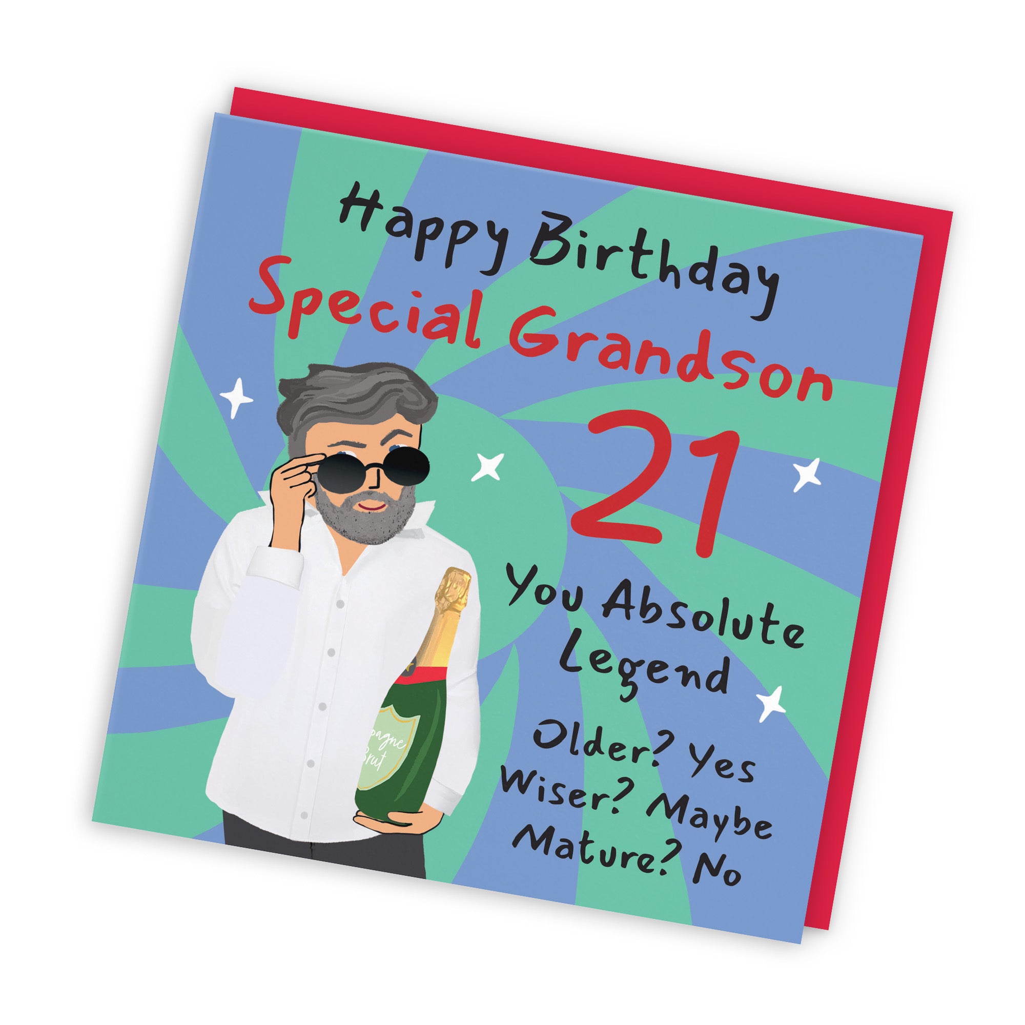 21st Grandson Birthday Card Cool Dude Laugh Out Loud - Default Title (GK00100)